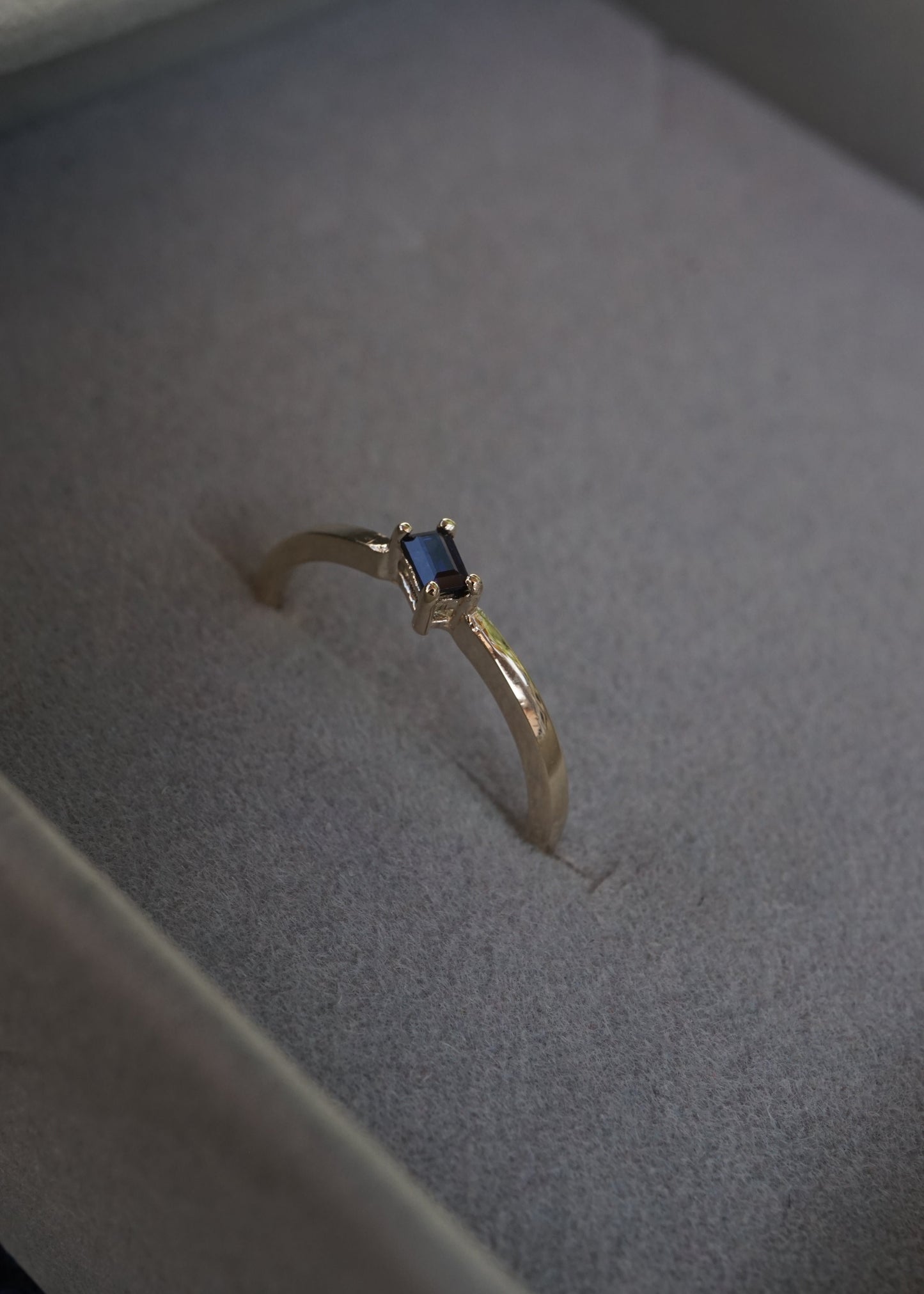 14k Gold Baguette Sapphire Ring
