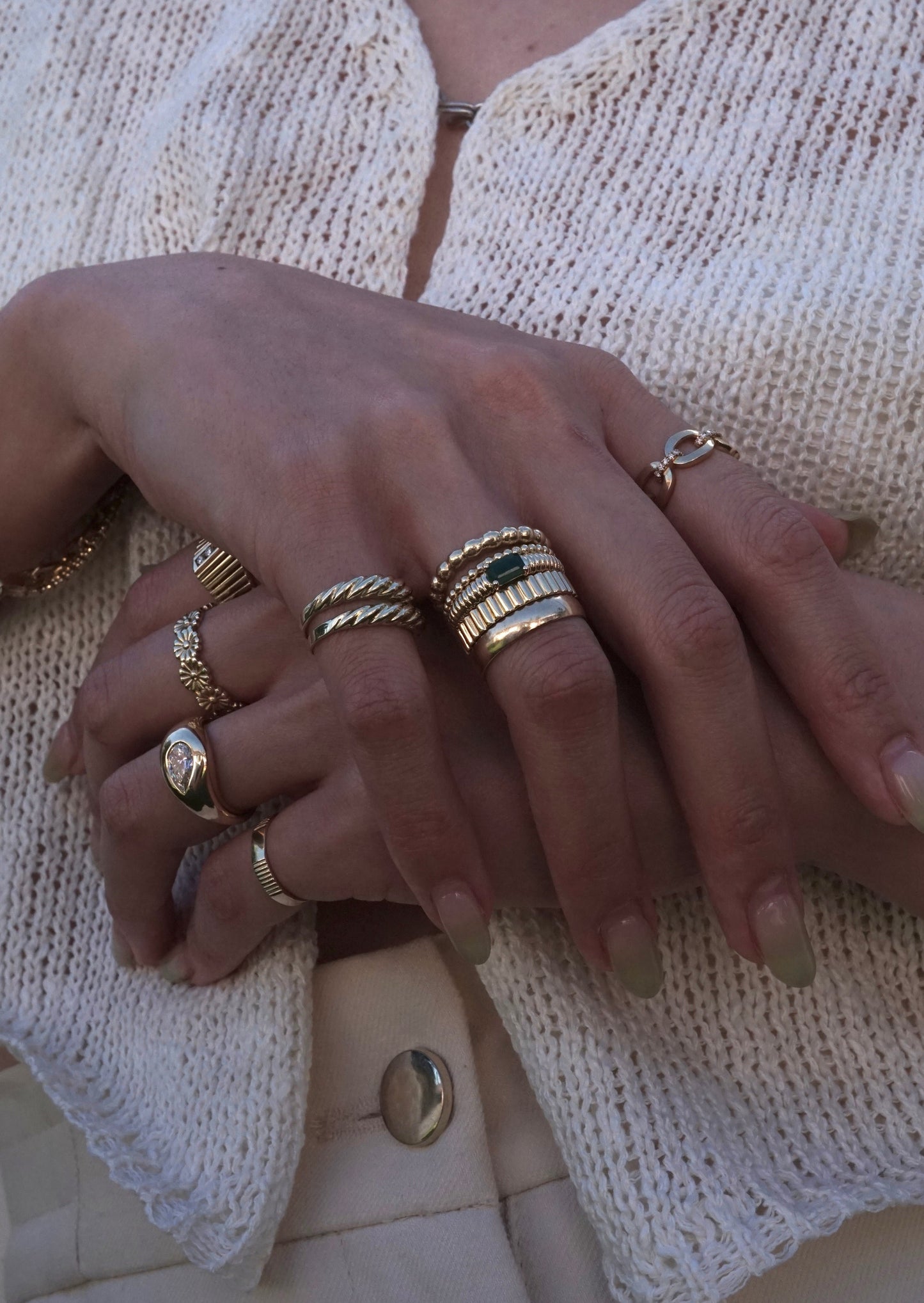 14k Gold Ribbed Ring