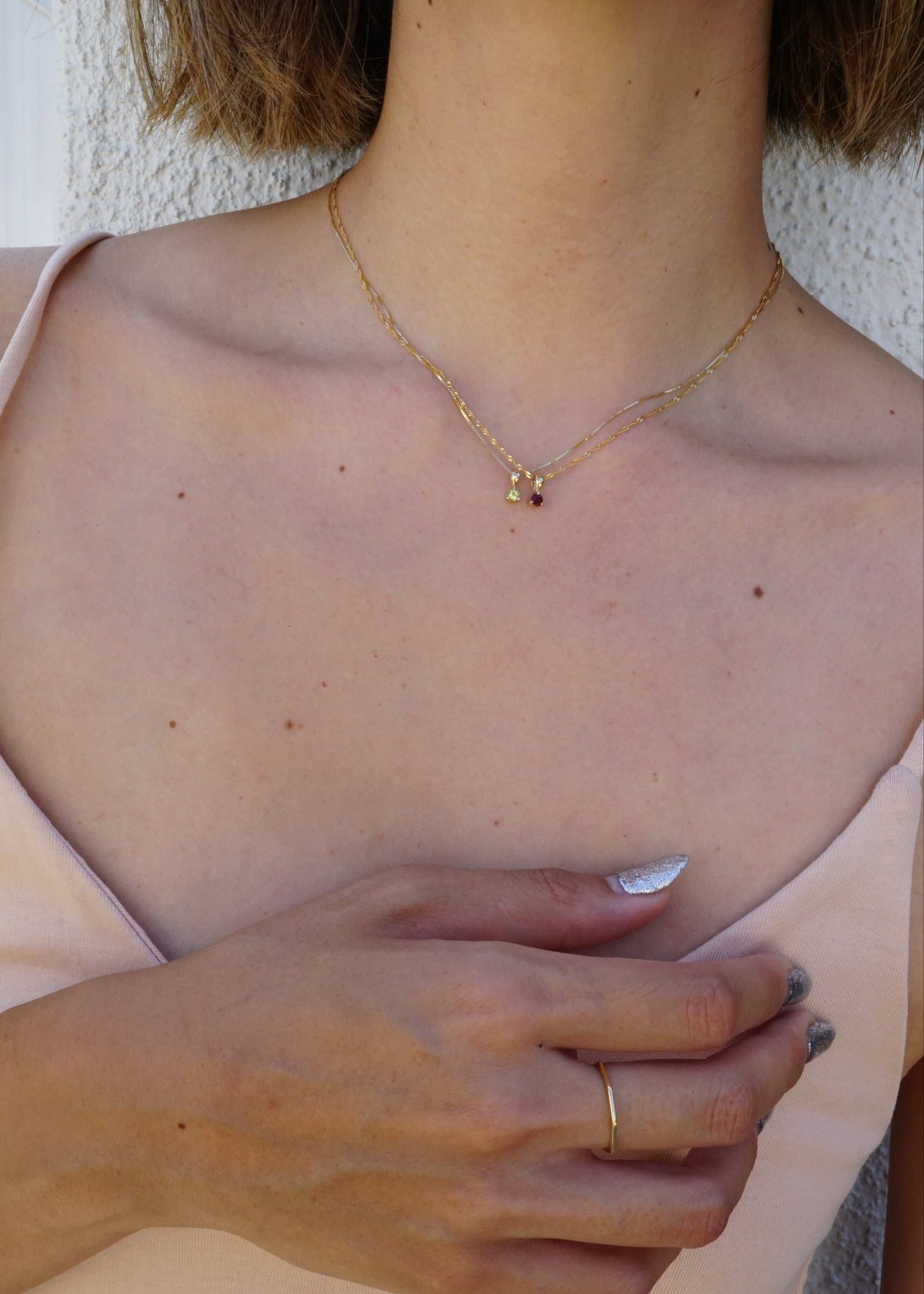 14k Gold Mini Luna Drop Birthstone Pendant