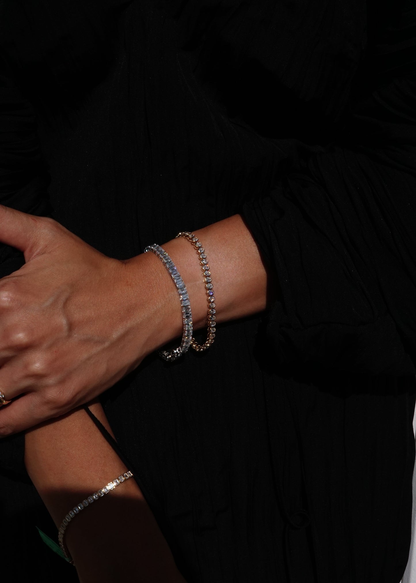 14k Gold Diamond Emerald Cut Tennis Bracelet