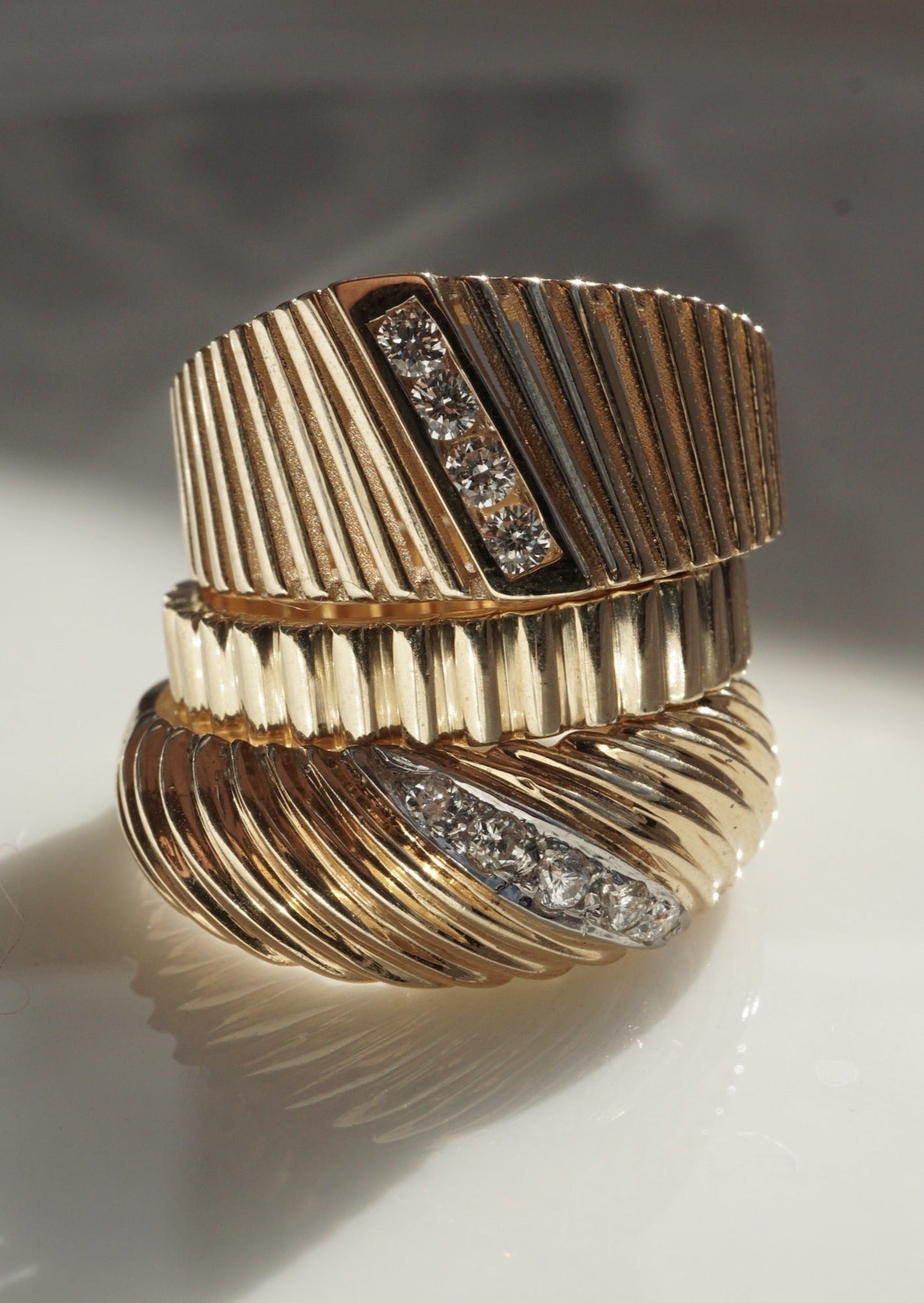 14k Gold Ribbed Ring