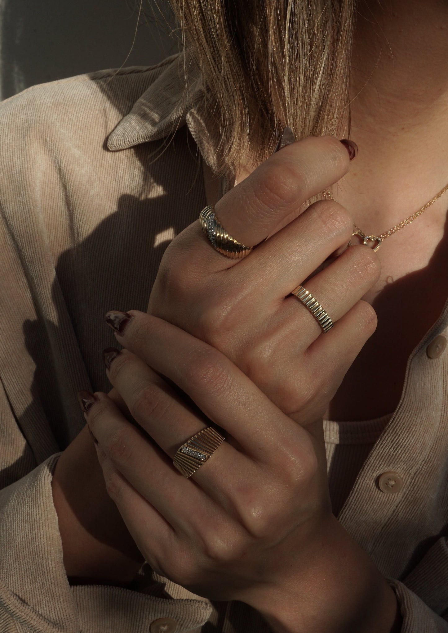 14k Gold Ribbed Ring