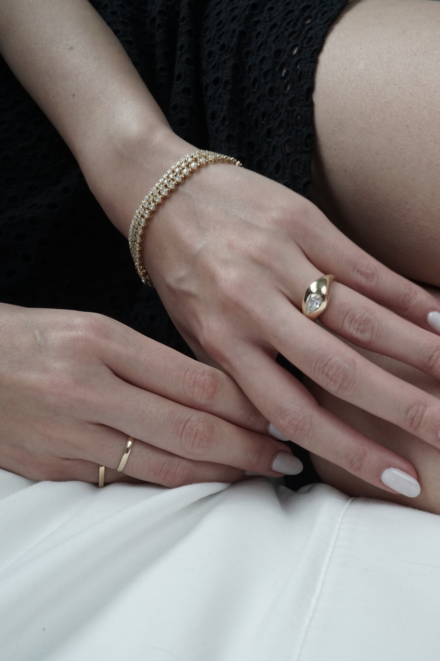 14k Gold Lab Diamond Illusion Tennis Bracelet