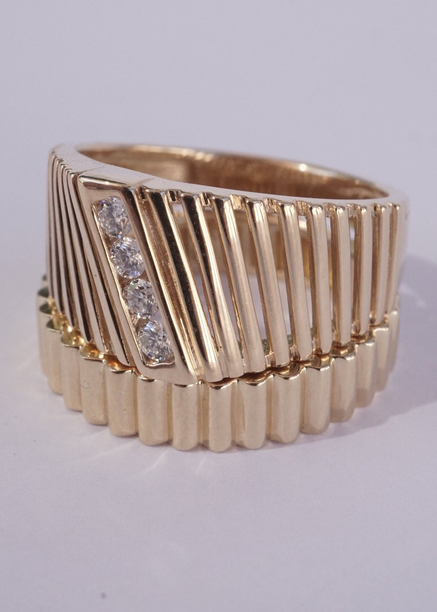 14k Gold Ribbed Ring
