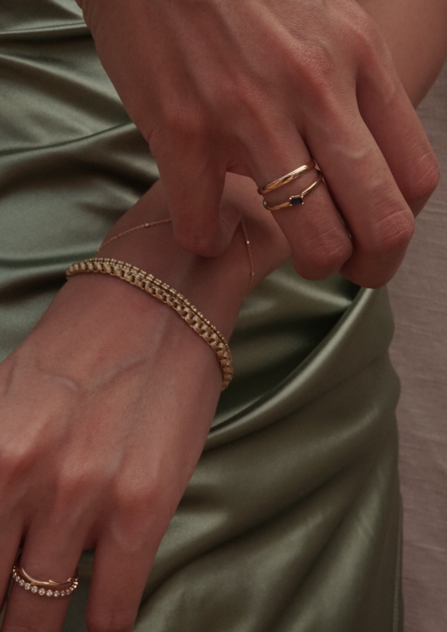 14k Gold Baguette Sapphire Ring
