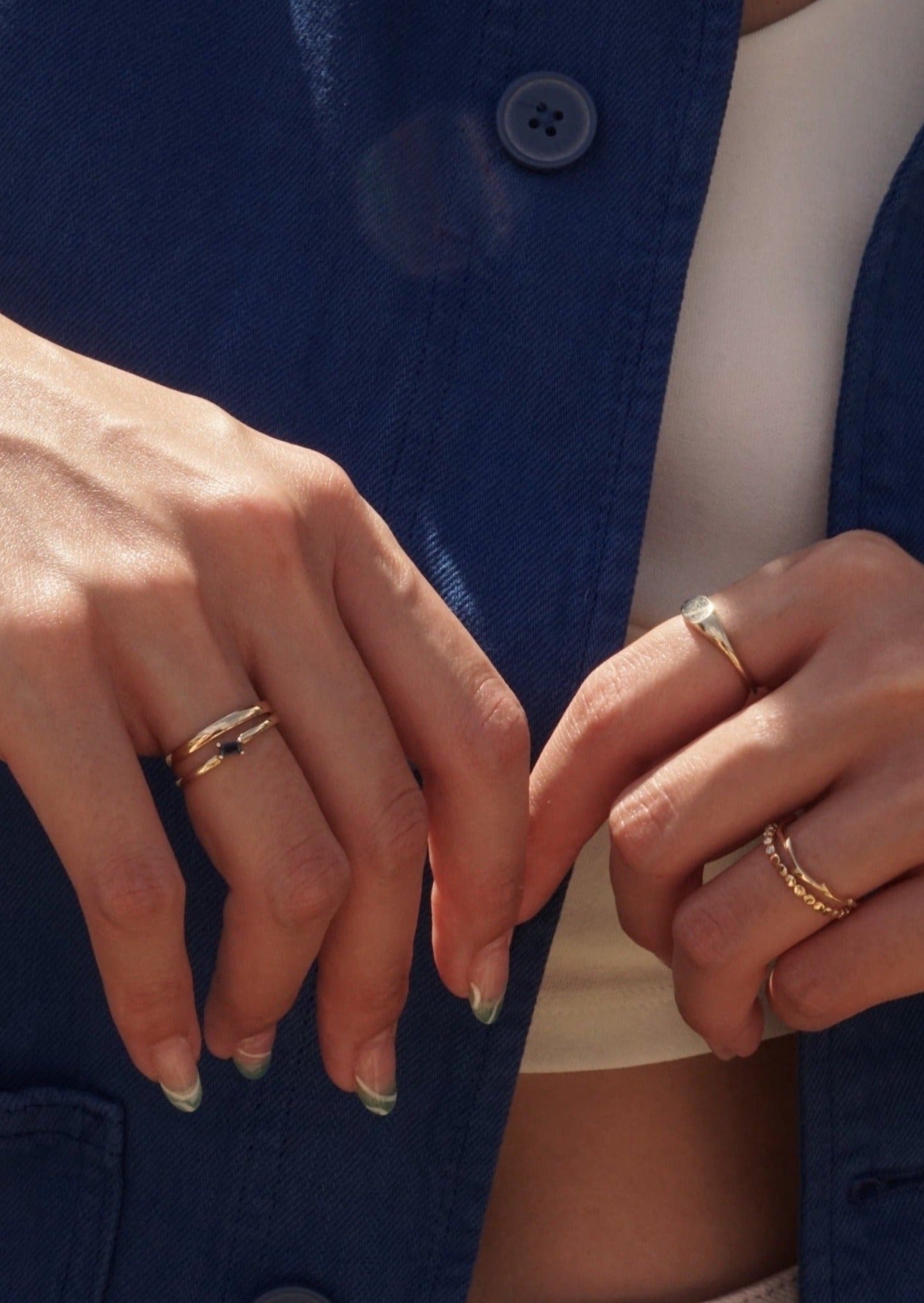 14k Gold Baguette Sapphire Ring