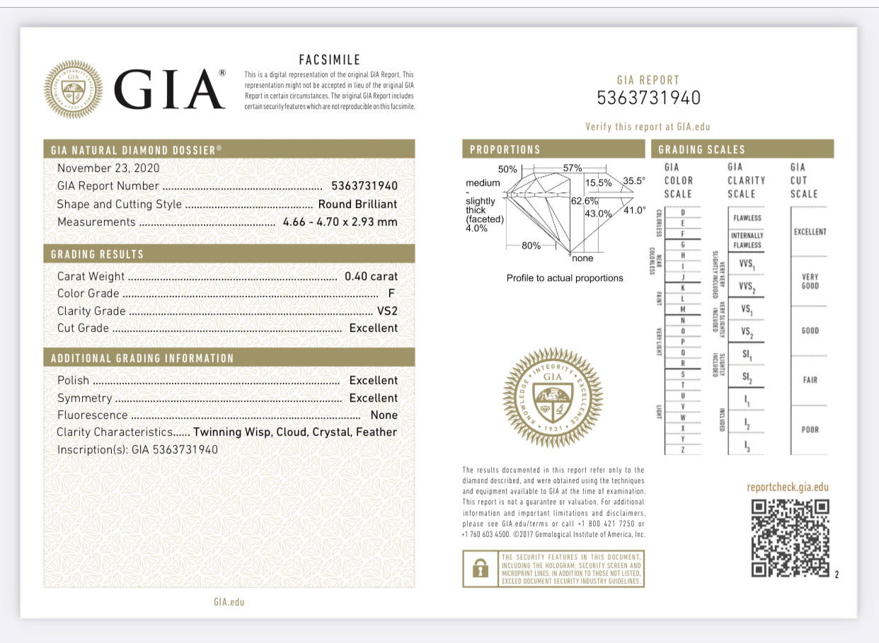 Classic 6 Prong Solitaire Ring (0.40-0.41ct)