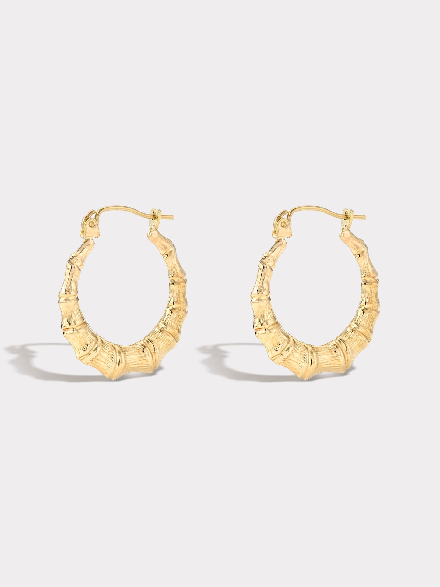 10k Gold Medium Bamboo Hoops