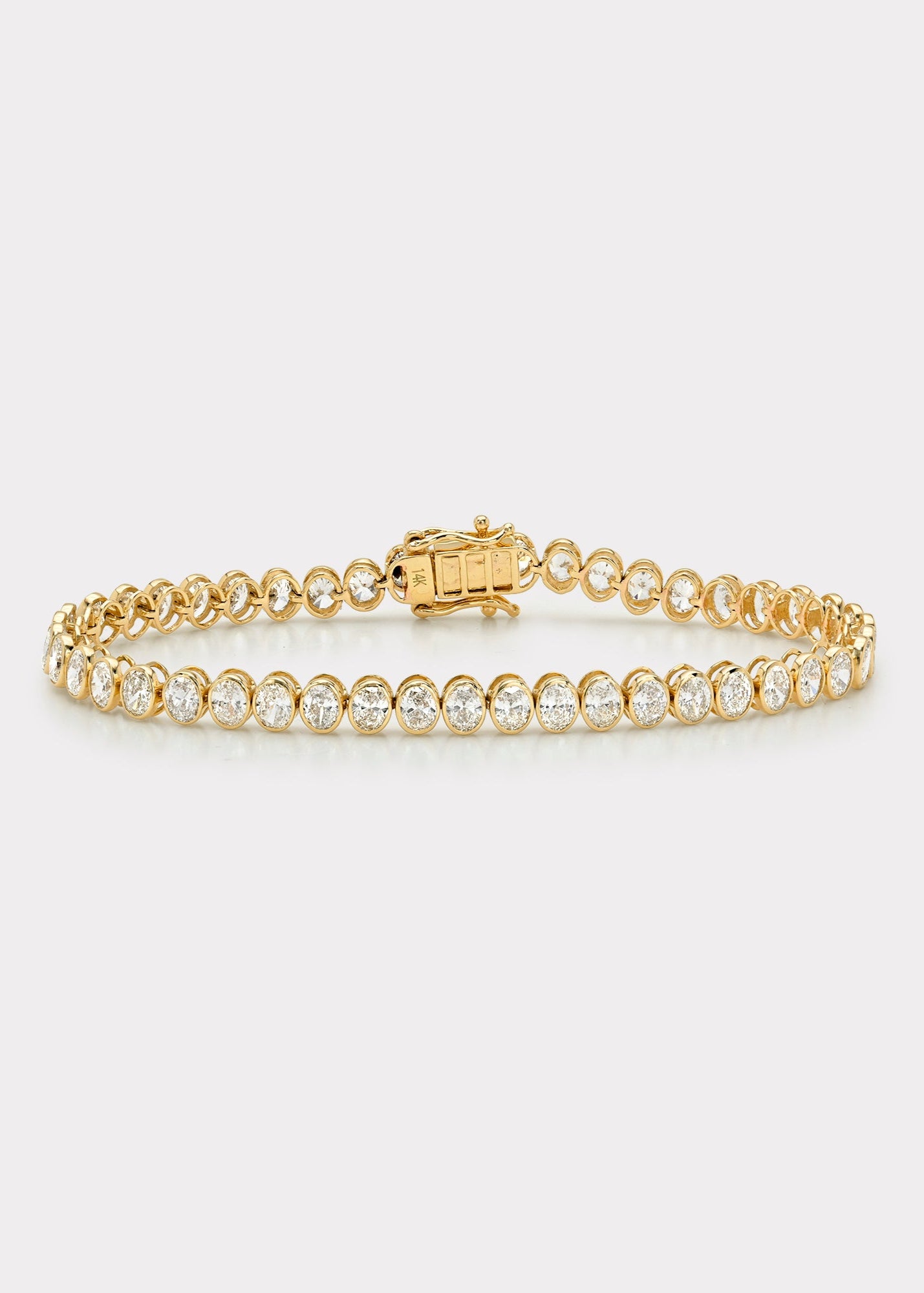 14k Gold Diamond Bezel Oval Tennis Bracelet