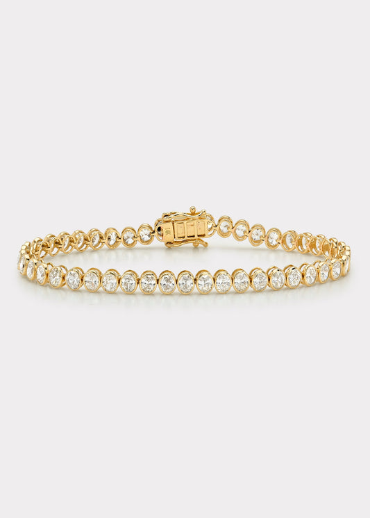 14k Gold Diamond Bezel Oval Tennis Bracelet