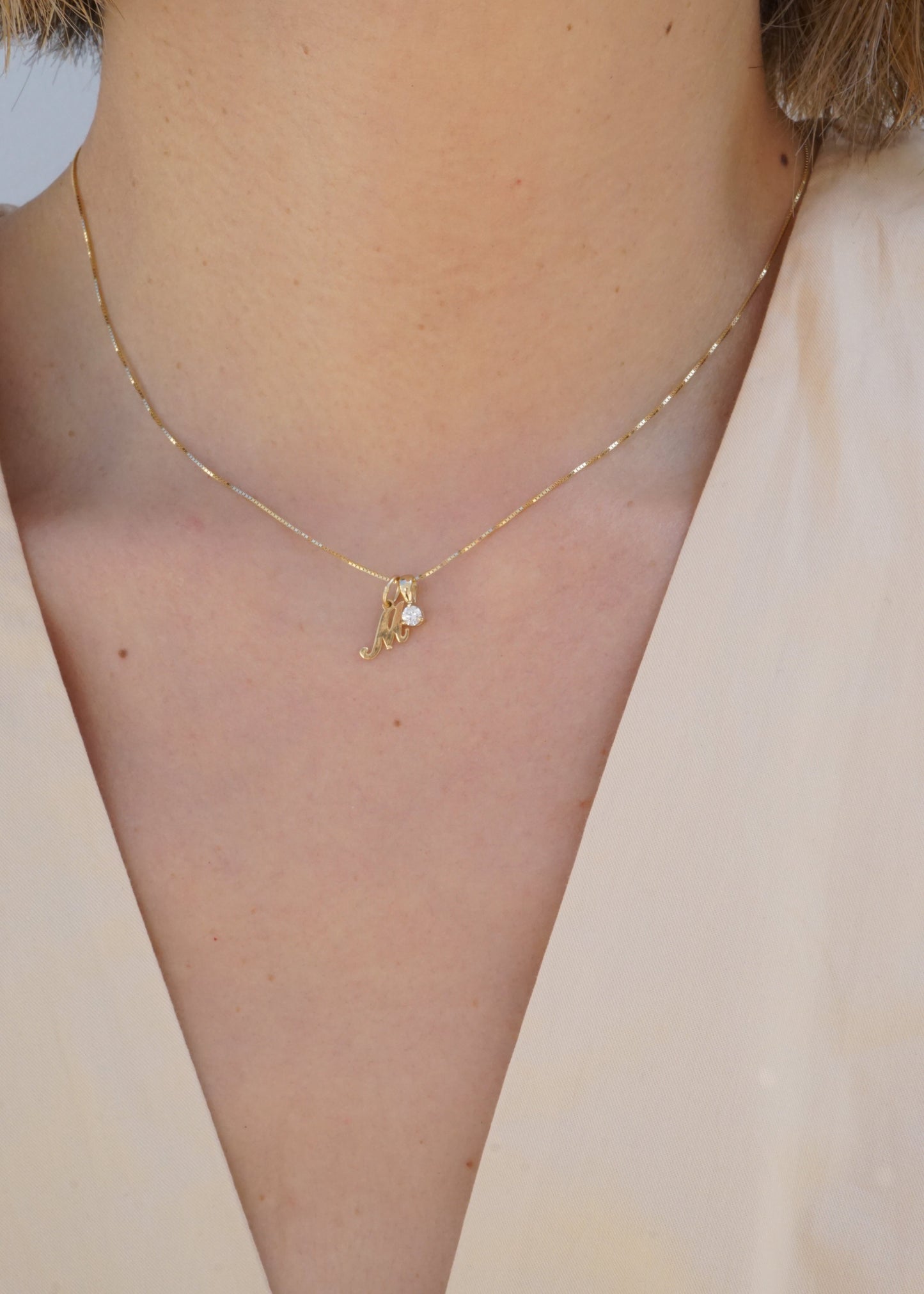 14k Gold Mini Luna Drop Birthstone Pendant