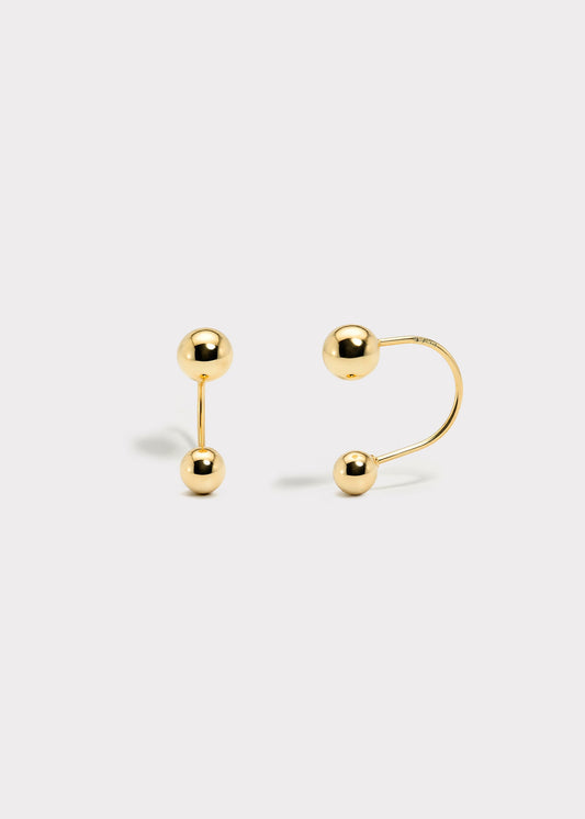 14k Gold Double Ball Telephone Earrings