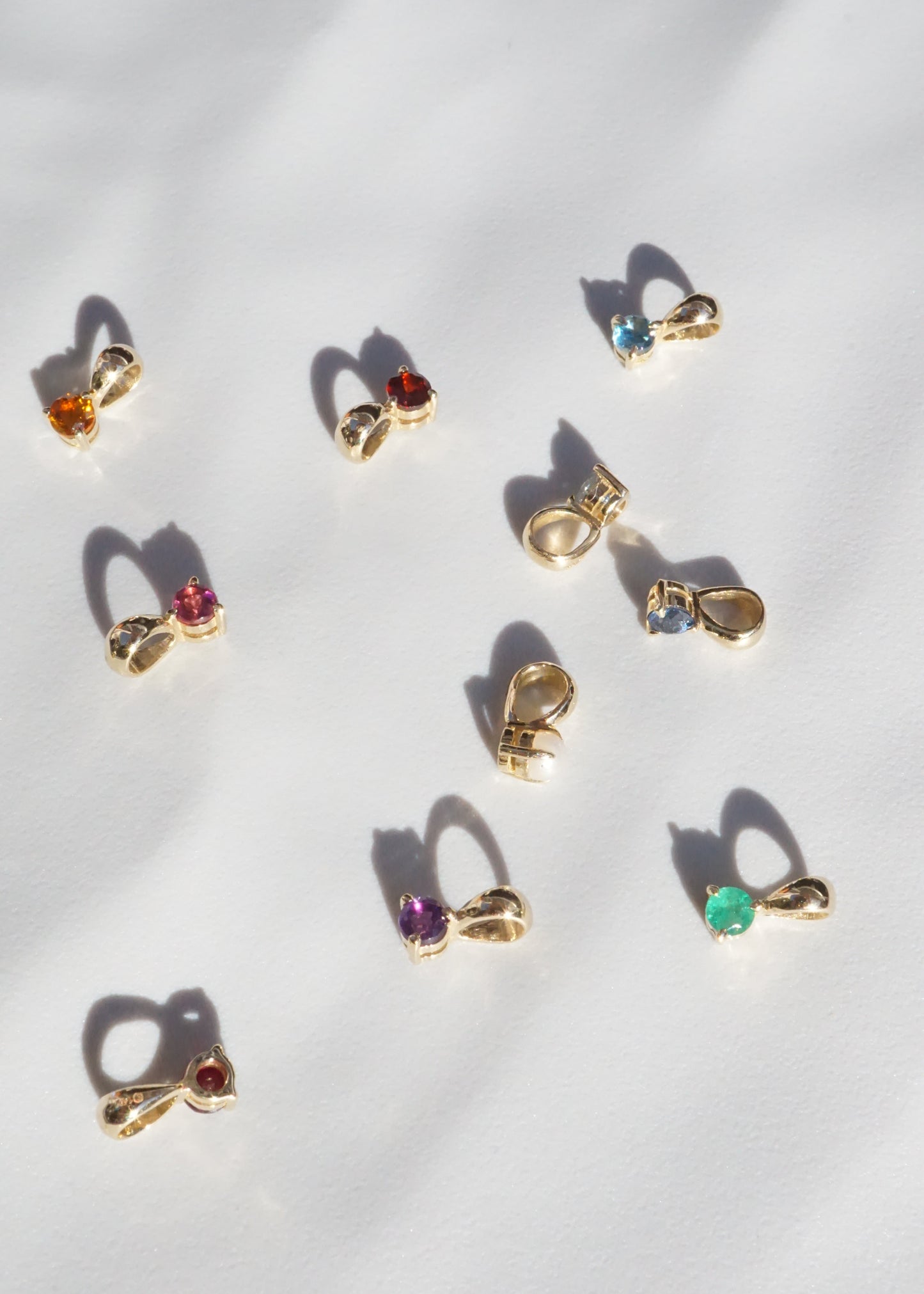 14k Gold Mini Luna Drop Birthstone Pendant