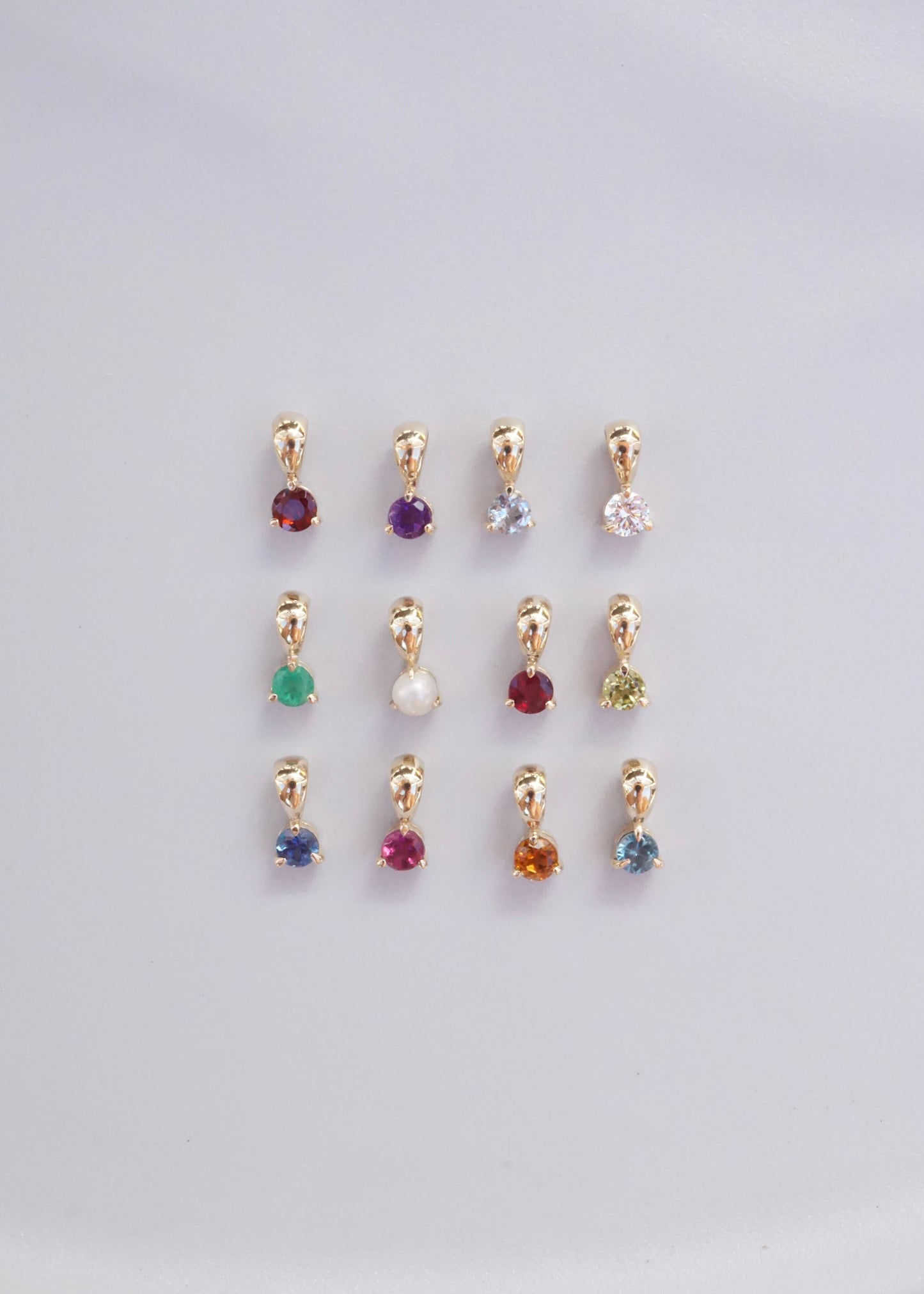 14k Gold Mini Luna Drop Birthstone Pendant