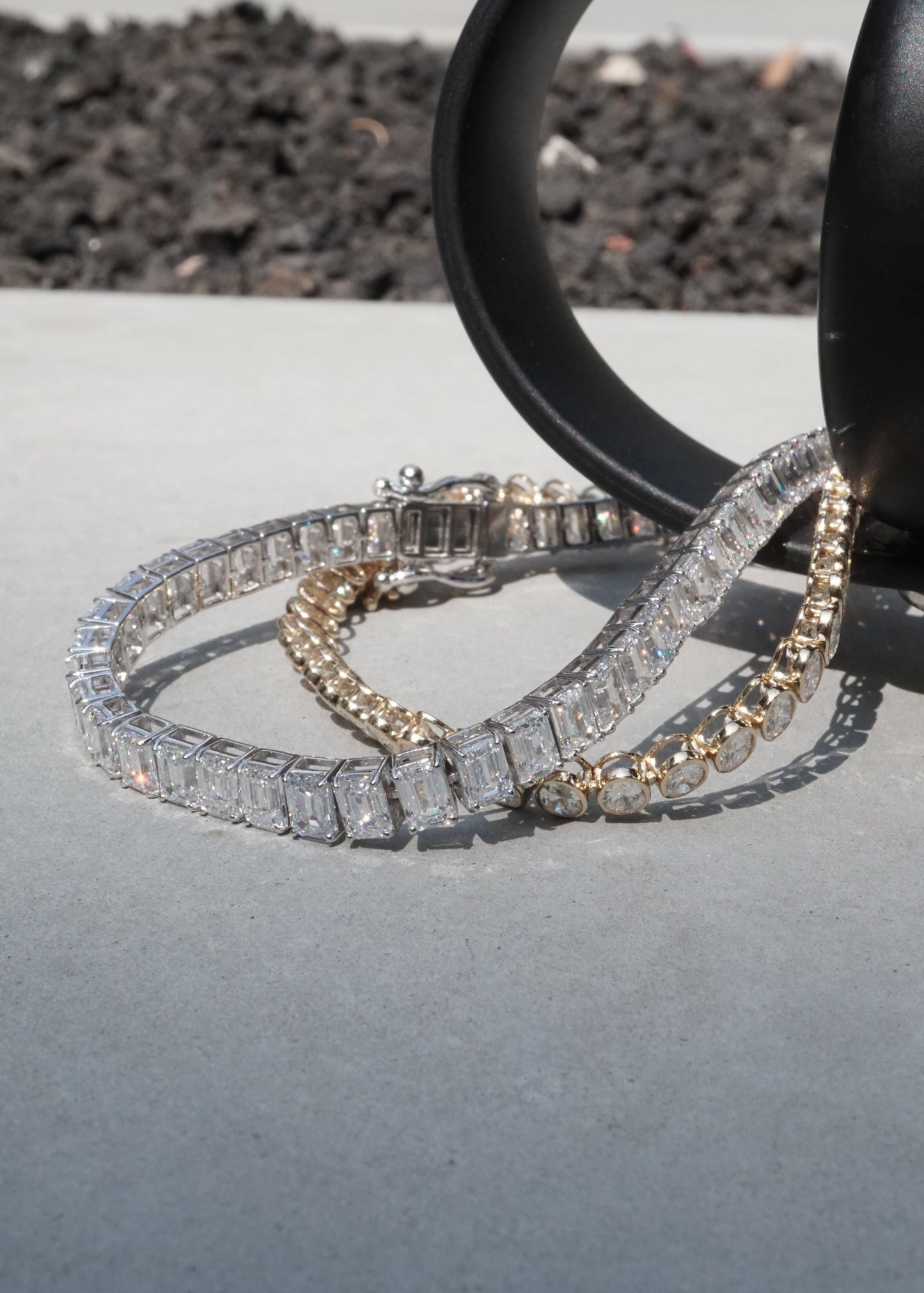 14k Gold Diamond Emerald Cut Tennis Bracelet