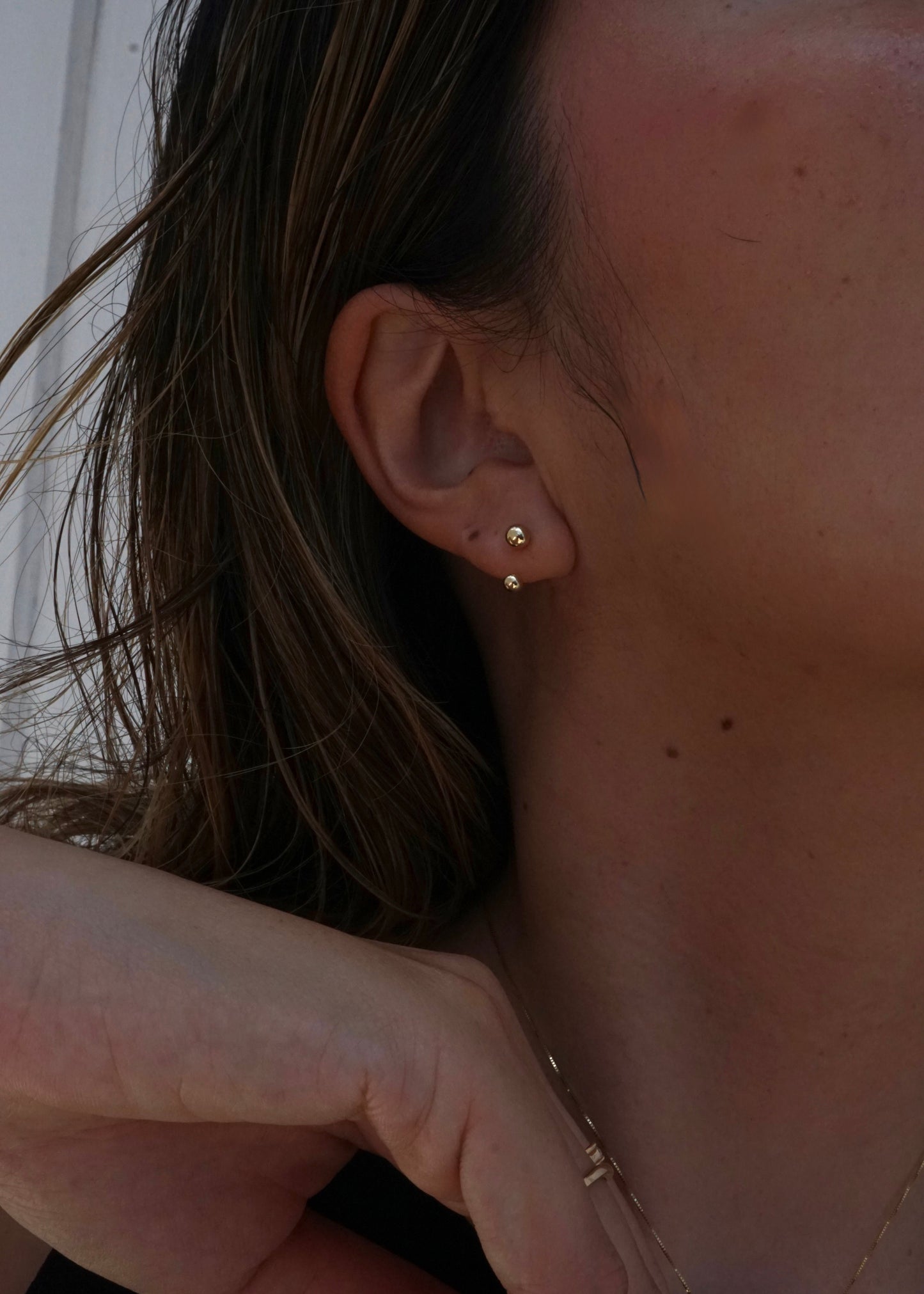 14k Gold Double Ball Telephone Earrings