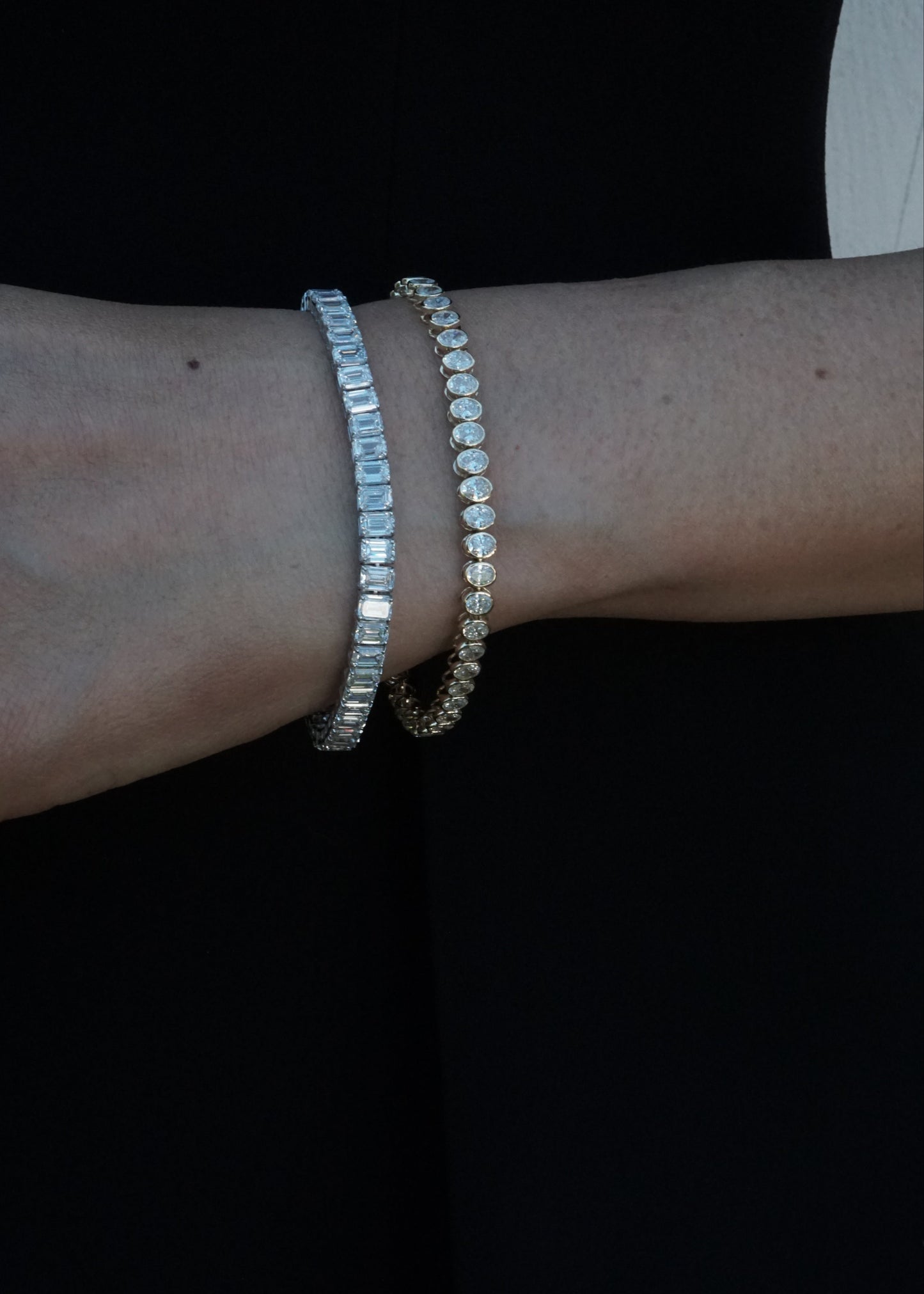 14k Gold Diamond Emerald Cut Tennis Bracelet