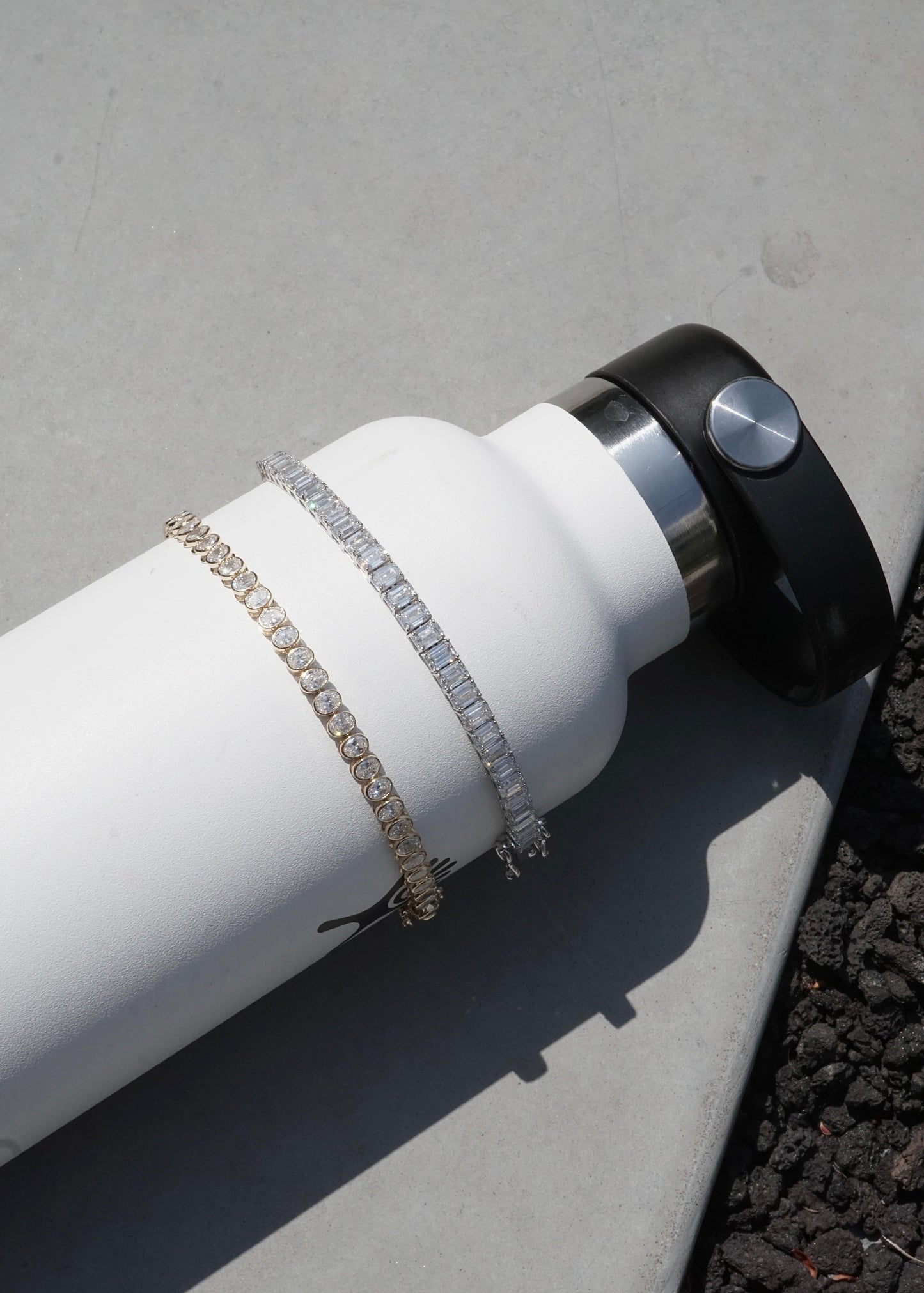 14k Gold Diamond Emerald Cut Tennis Bracelet