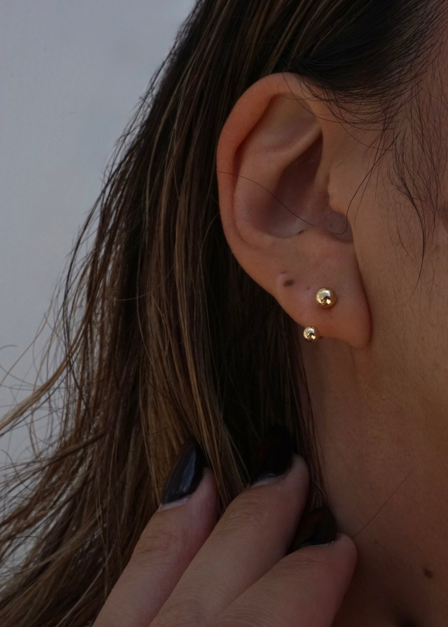 14k Gold Double Ball Telephone Earrings