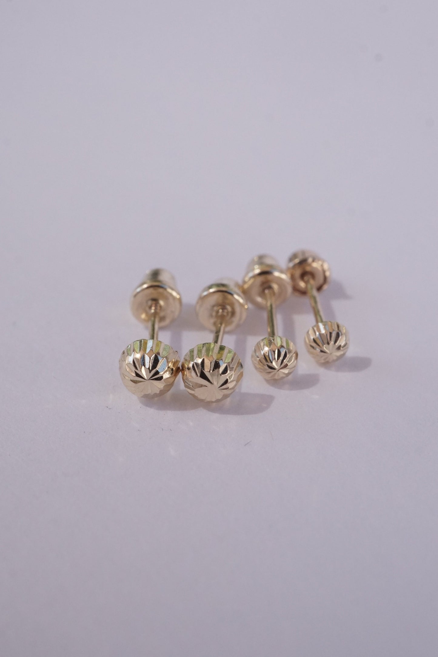 14k Gold Baby Diamond Cut Ball Studs