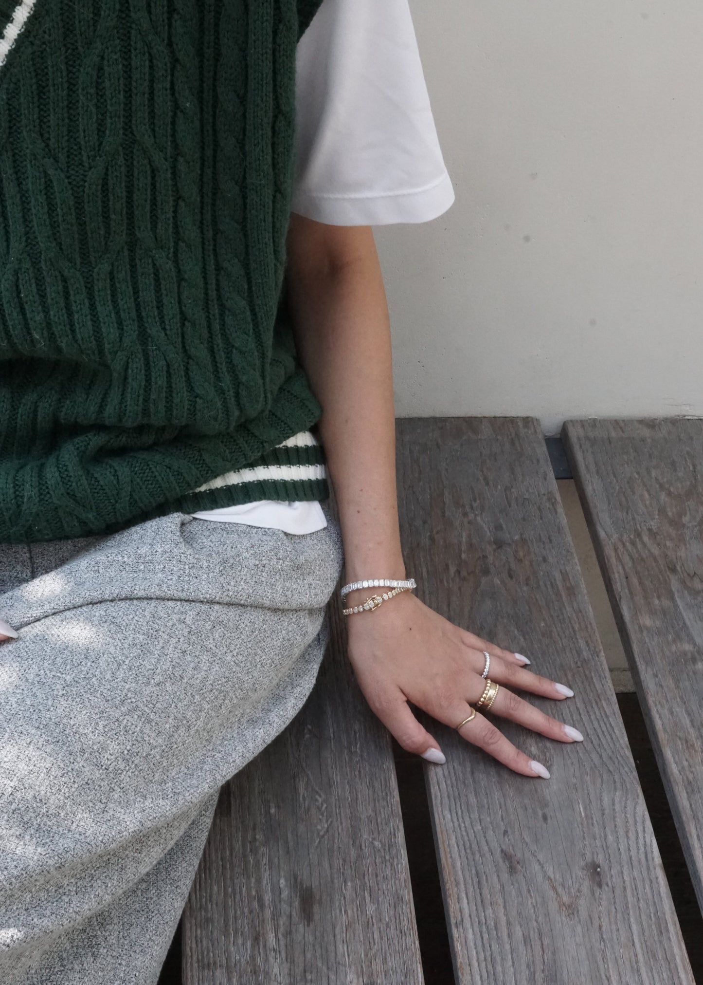 14k Gold Diamond Emerald Cut Tennis Bracelet