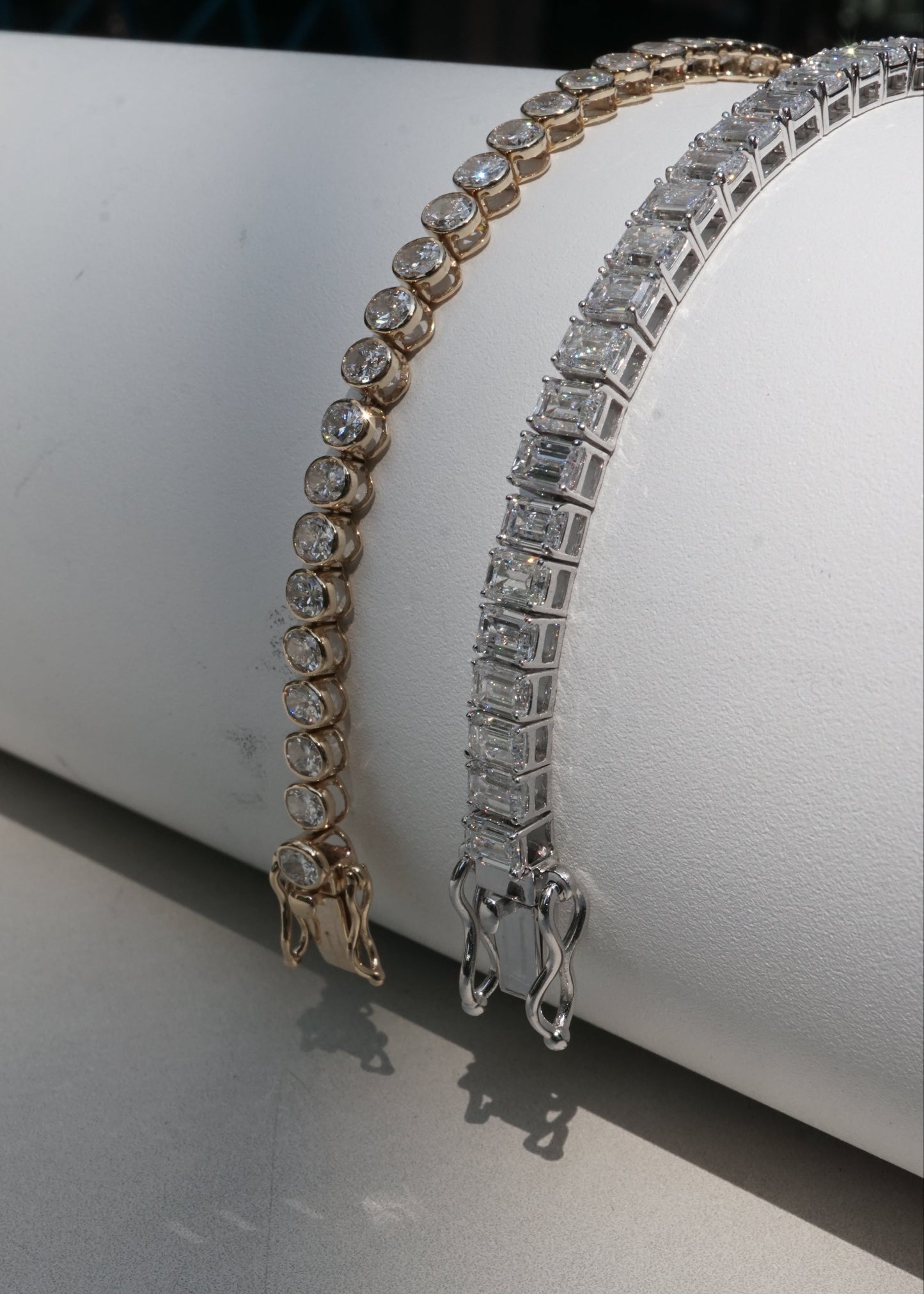14k Gold Diamond Emerald Cut Tennis Bracelet