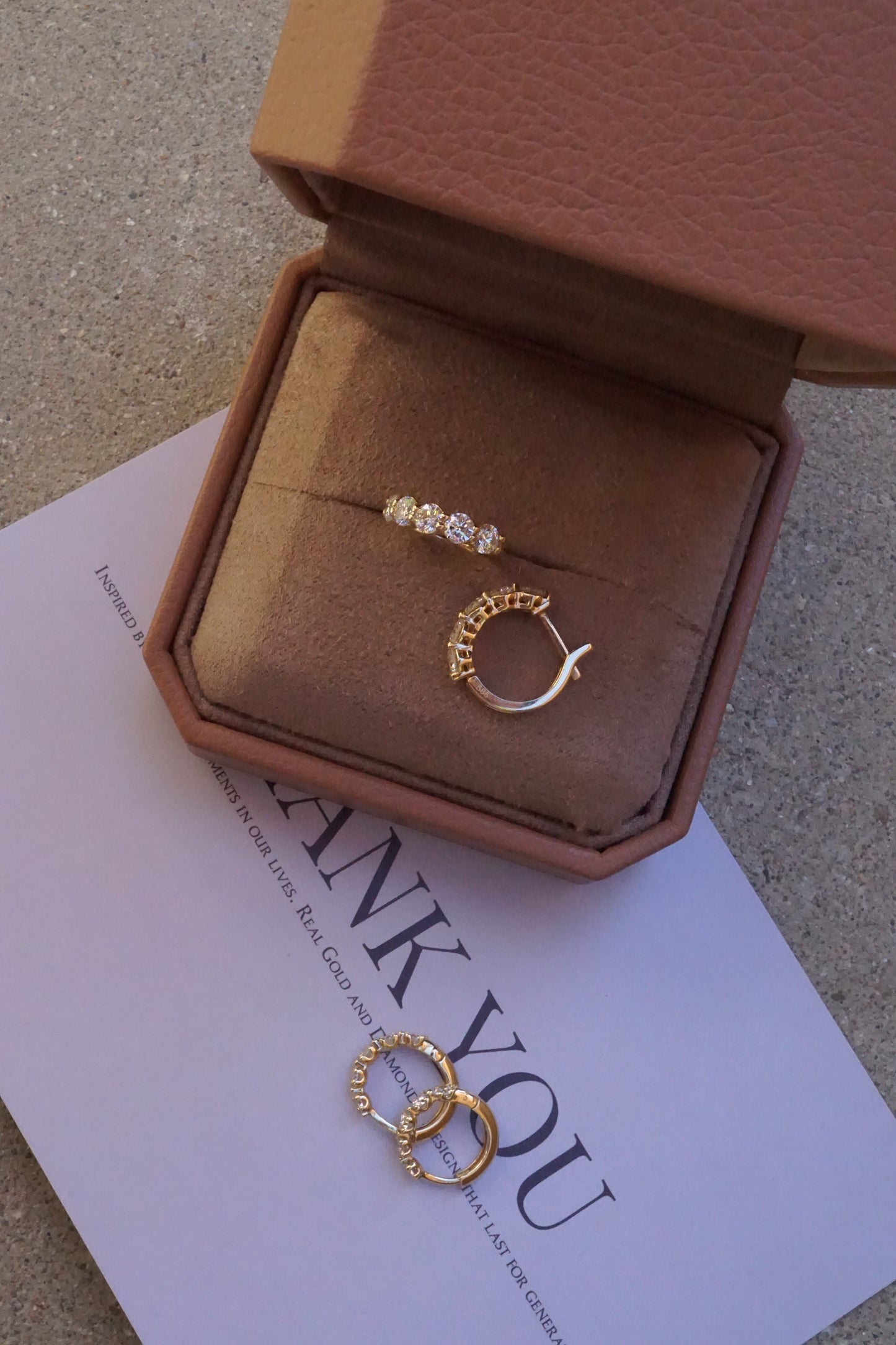 14k Gold Shared Prong Chunky Diamond Huggies