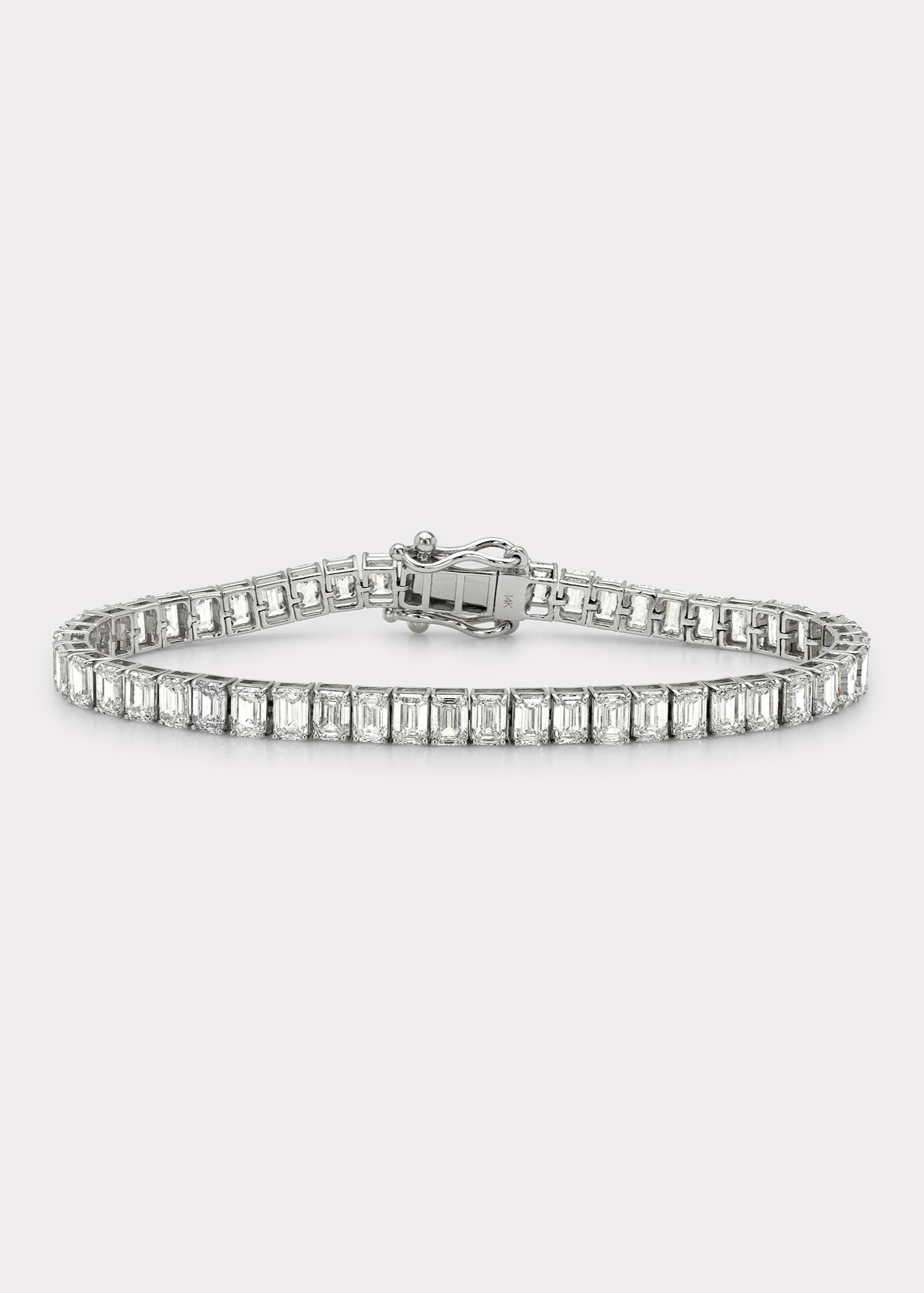 14k Gold Diamond Emerald Cut Tennis Bracelet