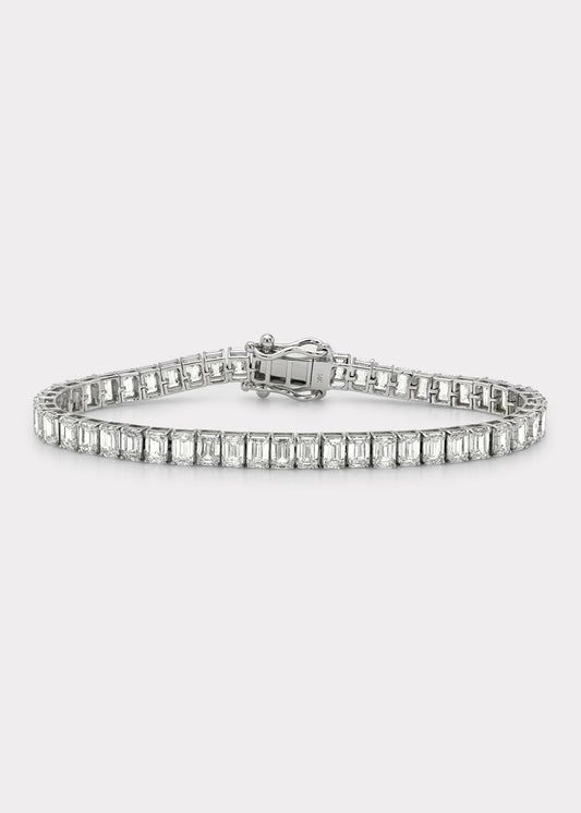 14k Gold Diamond Emerald Cut Tennis Bracelet