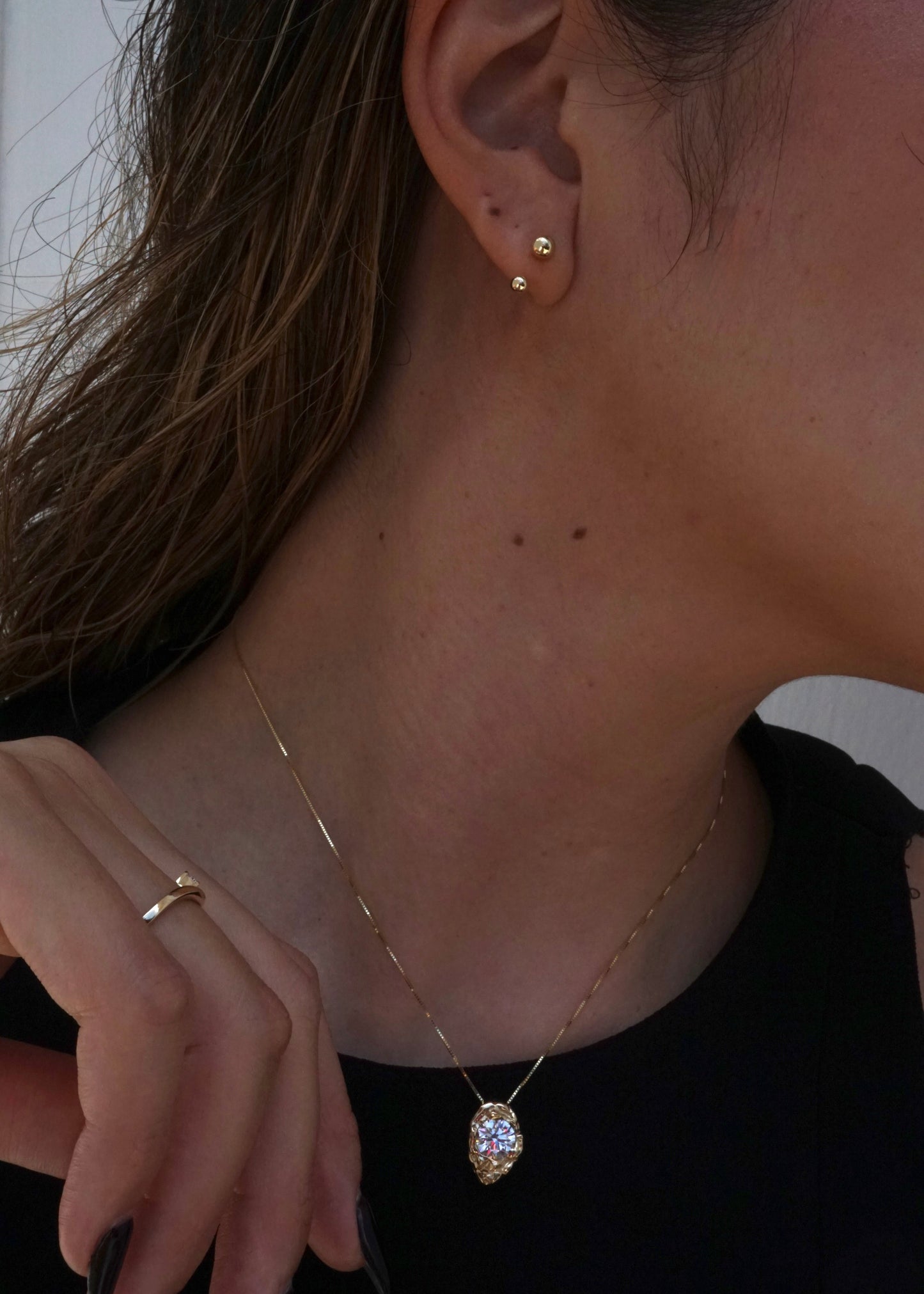 14k Gold Double Ball Telephone Earrings