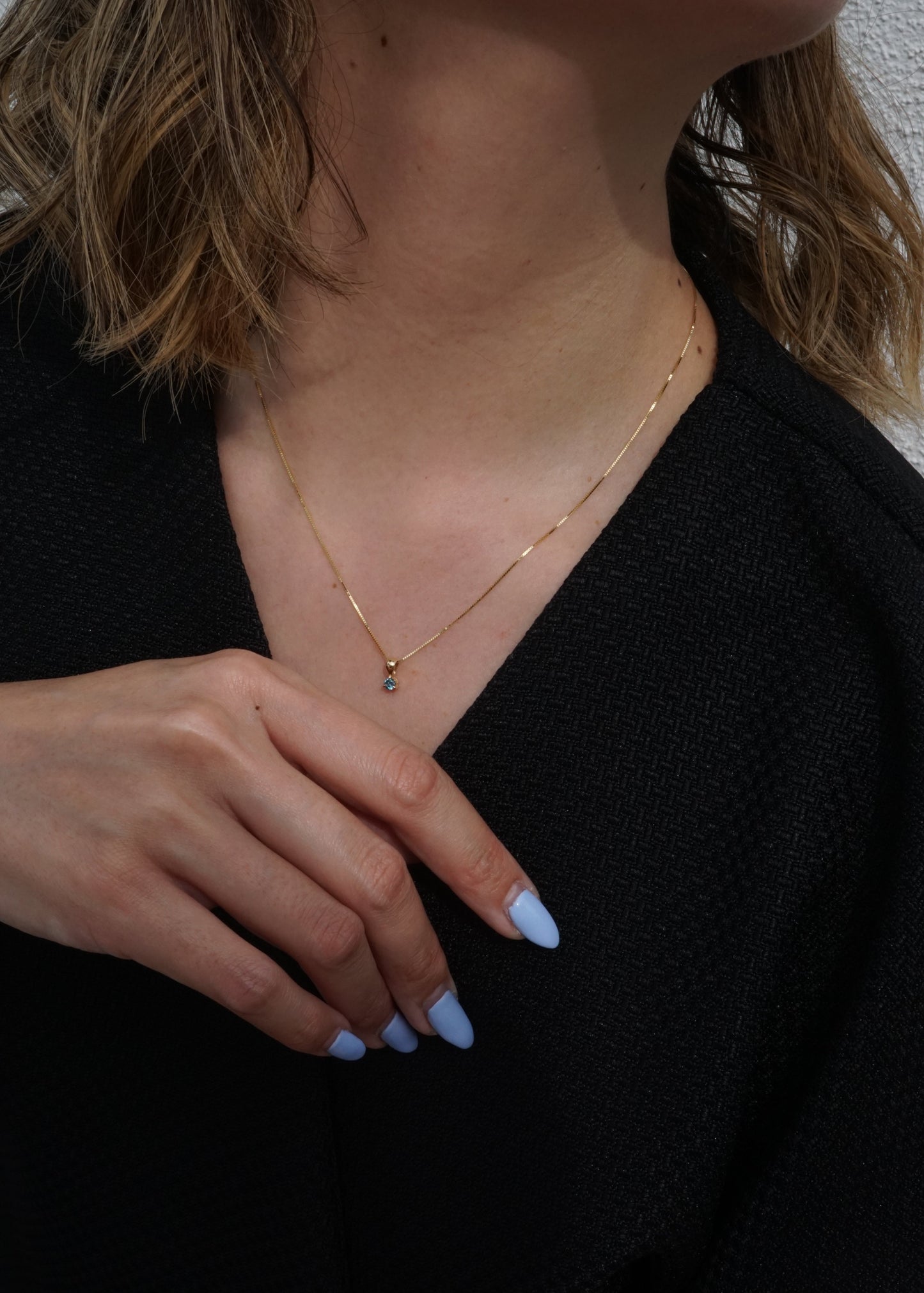 14k Gold Mini Luna Drop Birthstone Necklace