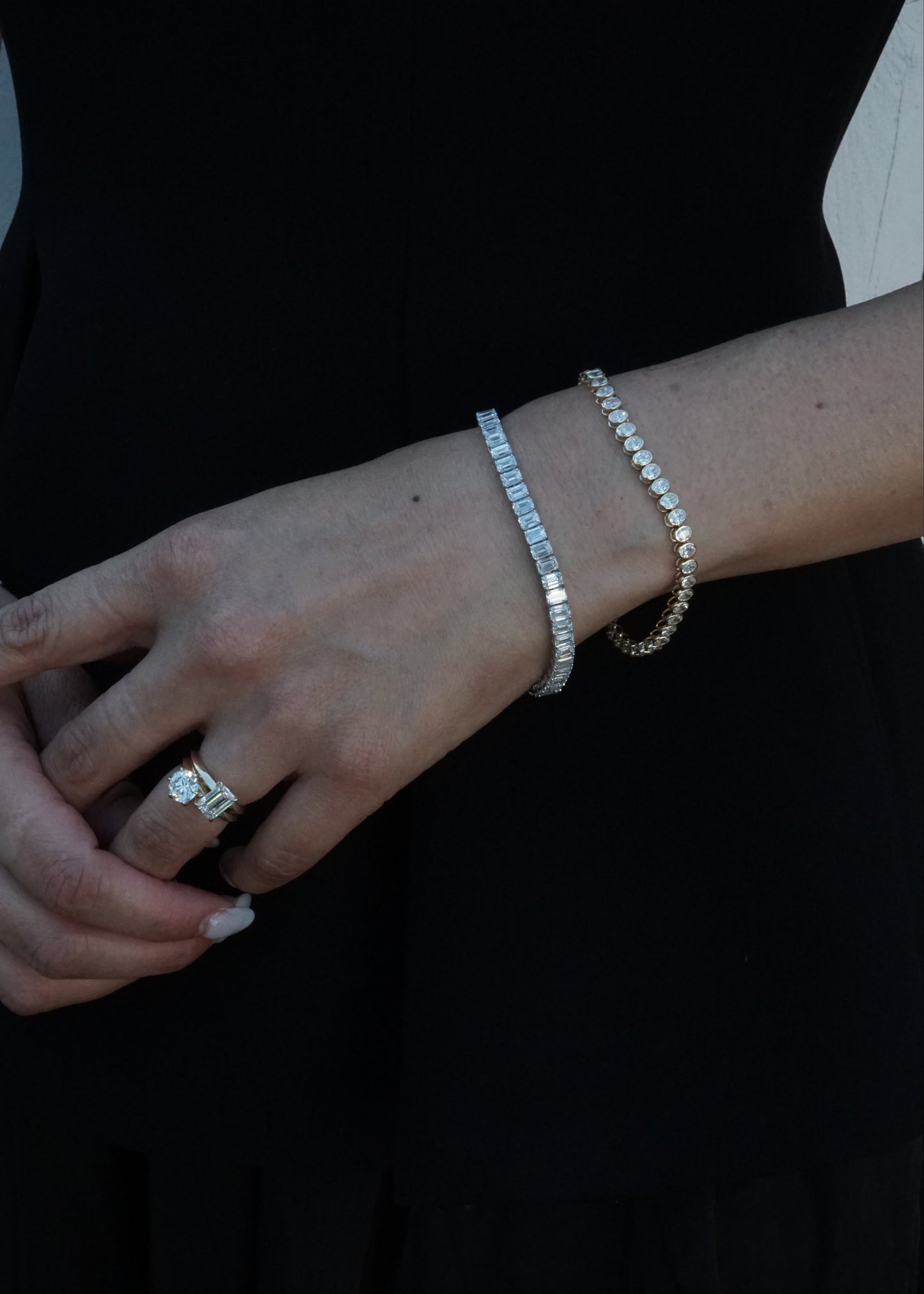14k Gold Diamond Emerald Cut Tennis Bracelet