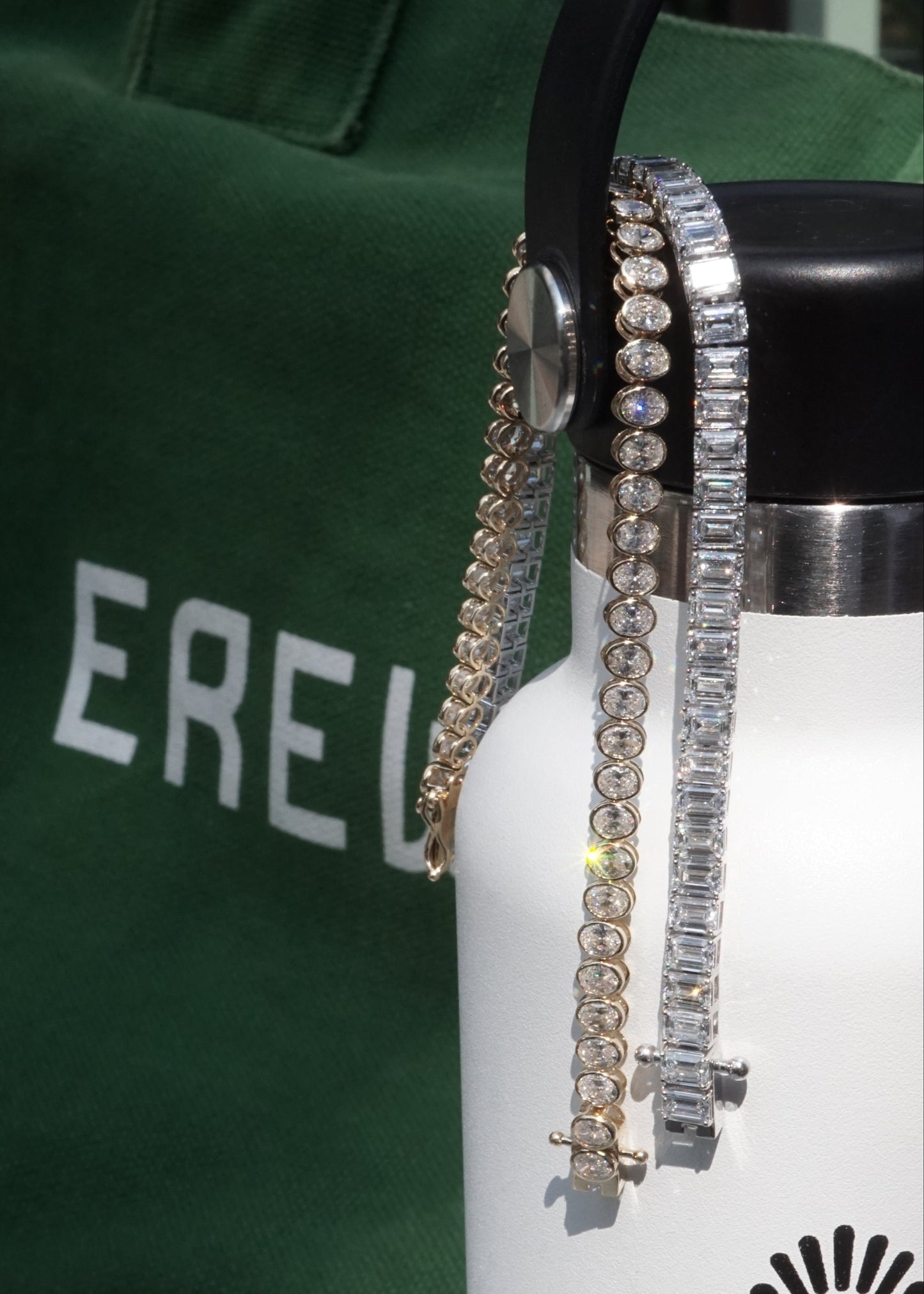 14k Gold Diamond Emerald Cut Tennis Bracelet