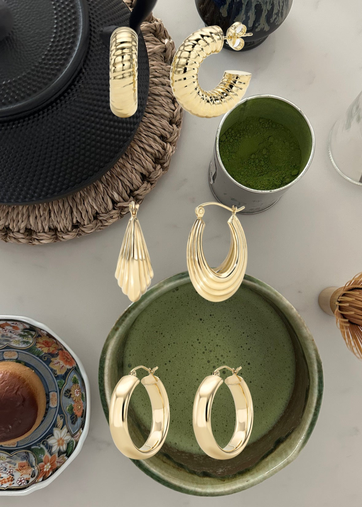 14k Gold Flat Tube Hoops