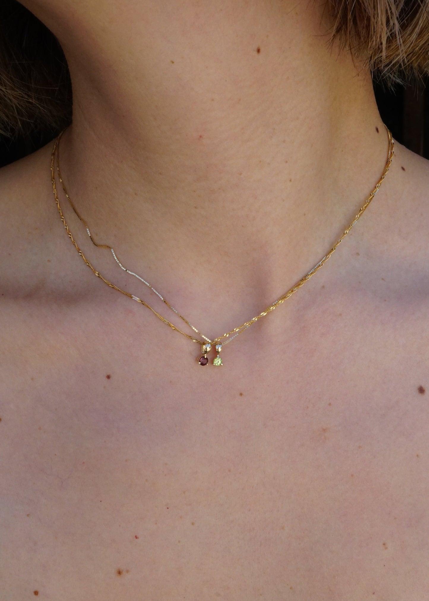 14k Gold Mini Luna Drop Birthstone Pendant