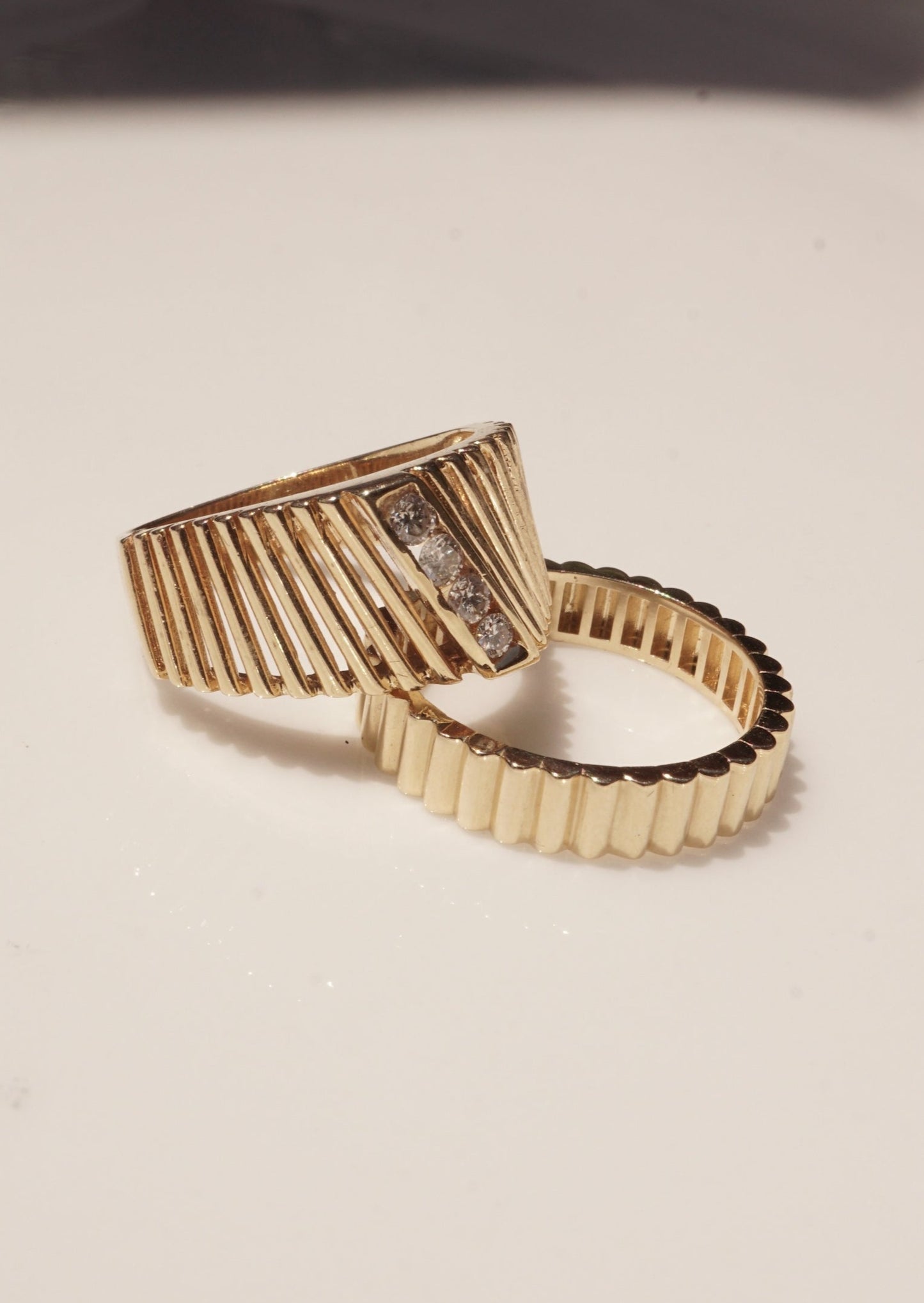 14k Gold Ribbed Ring