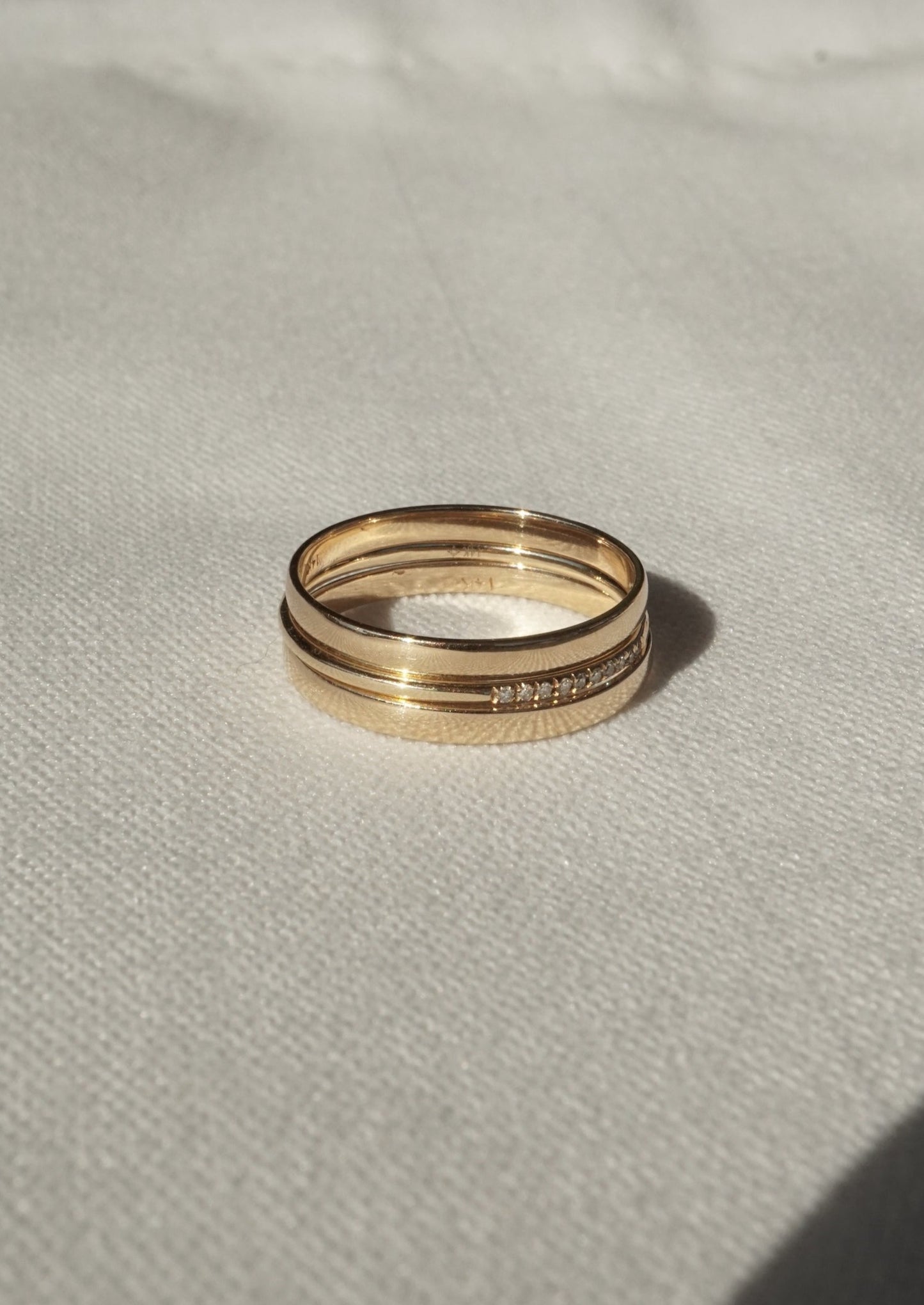 14k Gold Super Skinny A Bit Diamond Ring