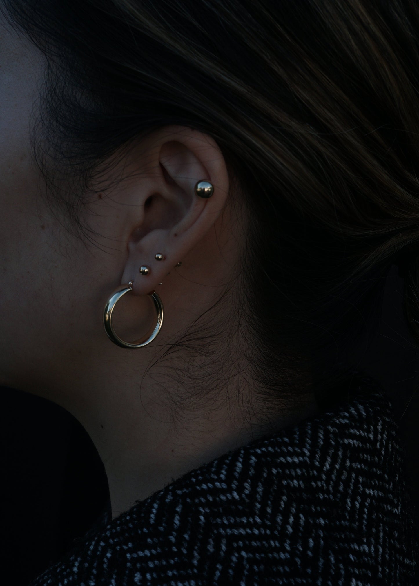 14k Gold Flat Tube Hoops