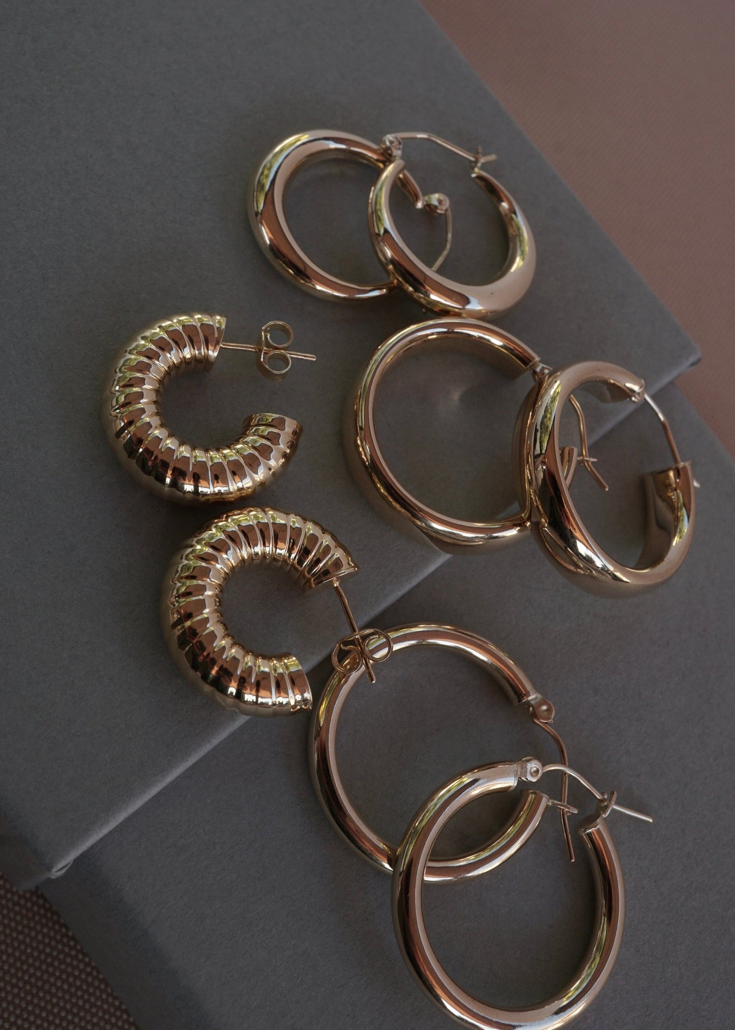 14k Gold Flat Tube Hoops