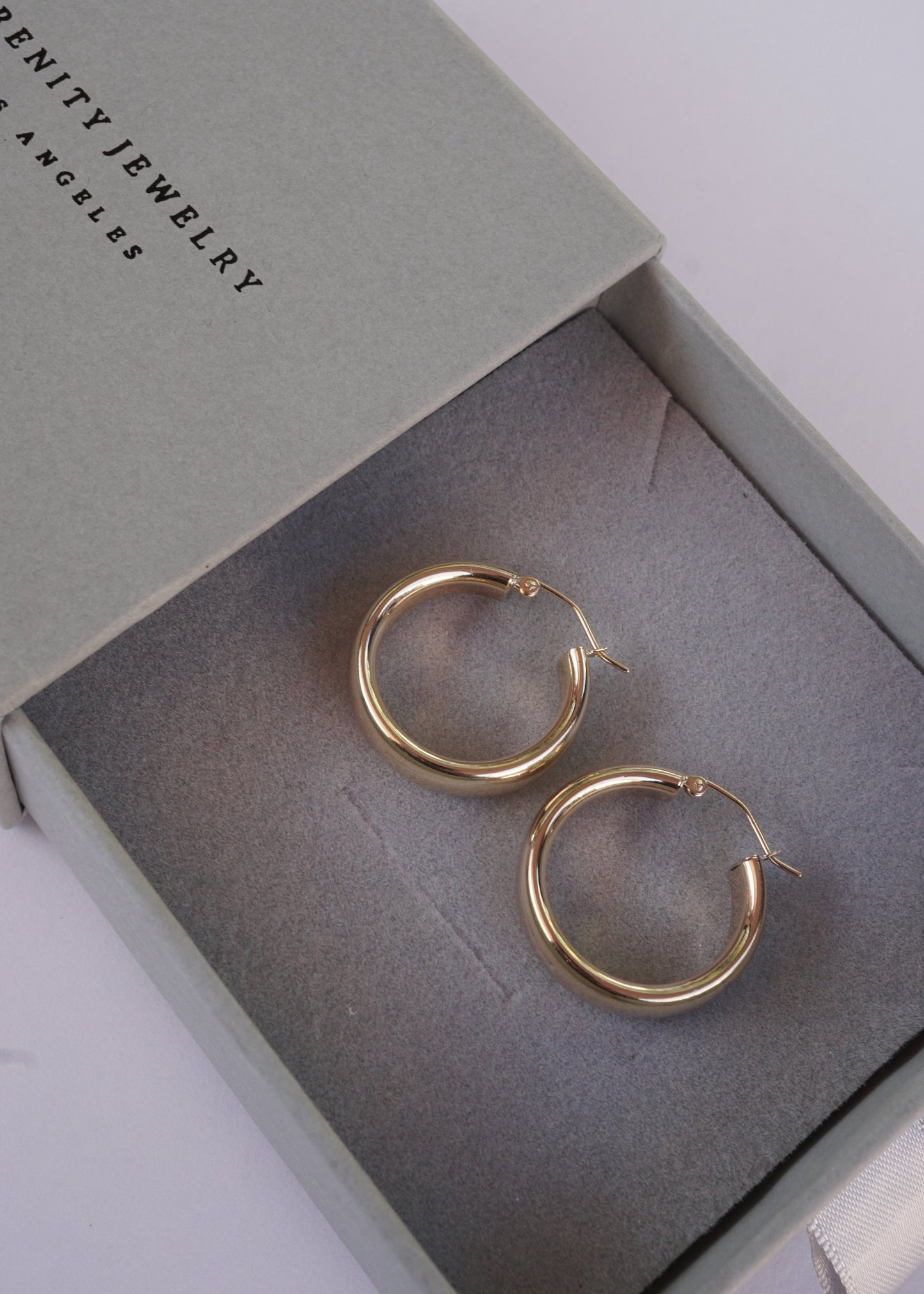 14k Gold Flat Tube Hoops