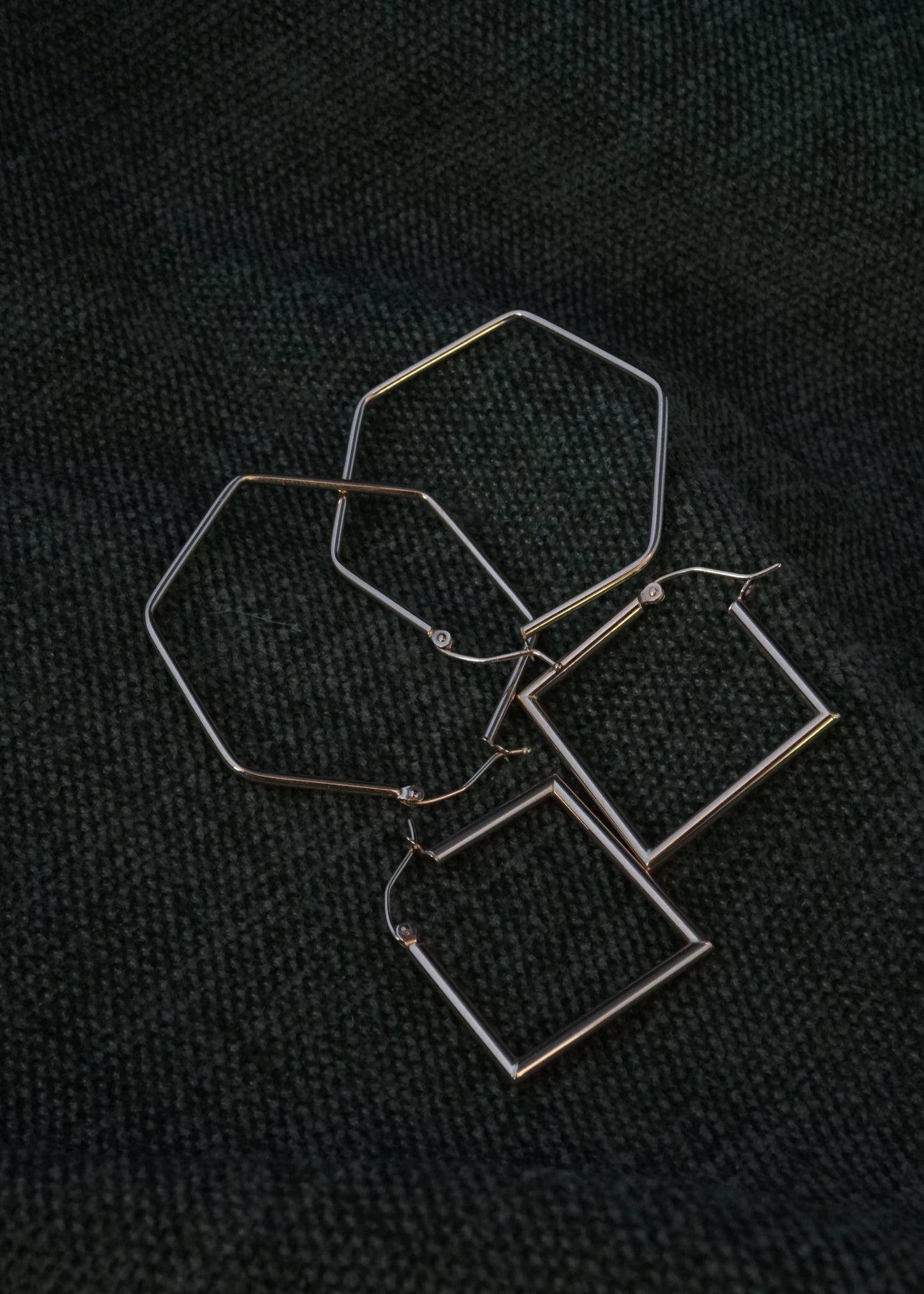 14k Gold Large Hexagon Hoops