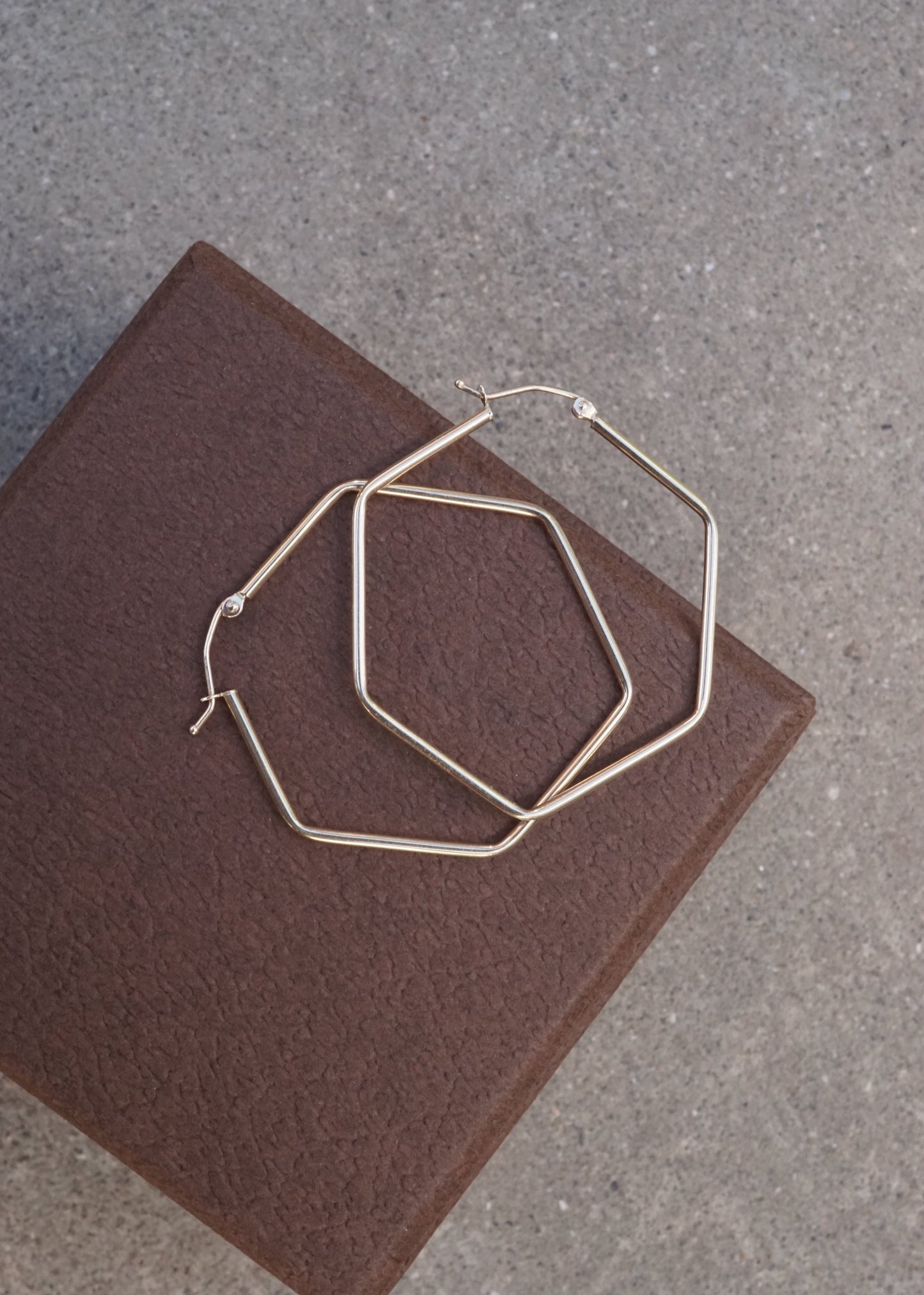 14k Gold Large Hexagon Hoops