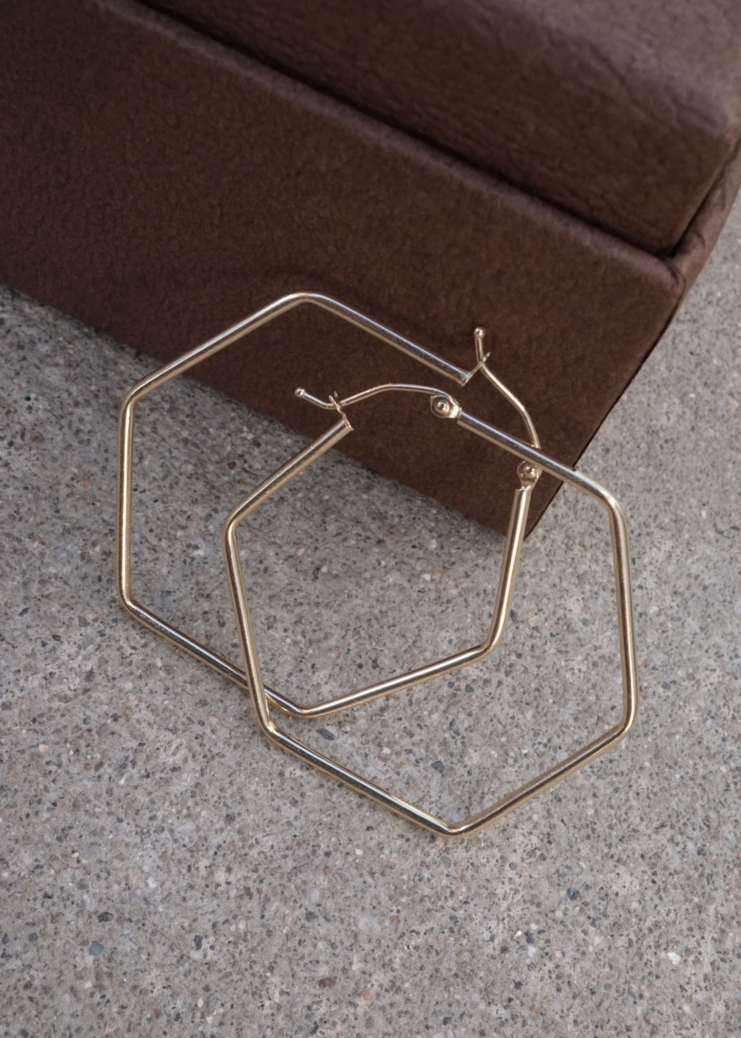 14k Gold Large Hexagon Hoops