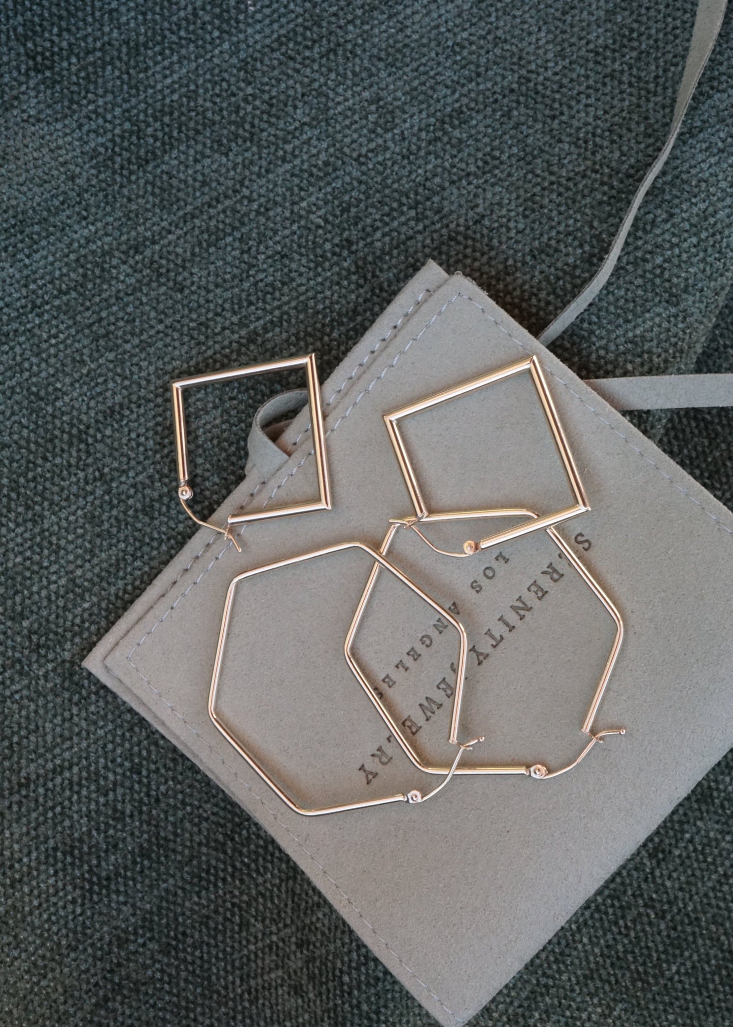 14k Gold Large Hexagon Hoops