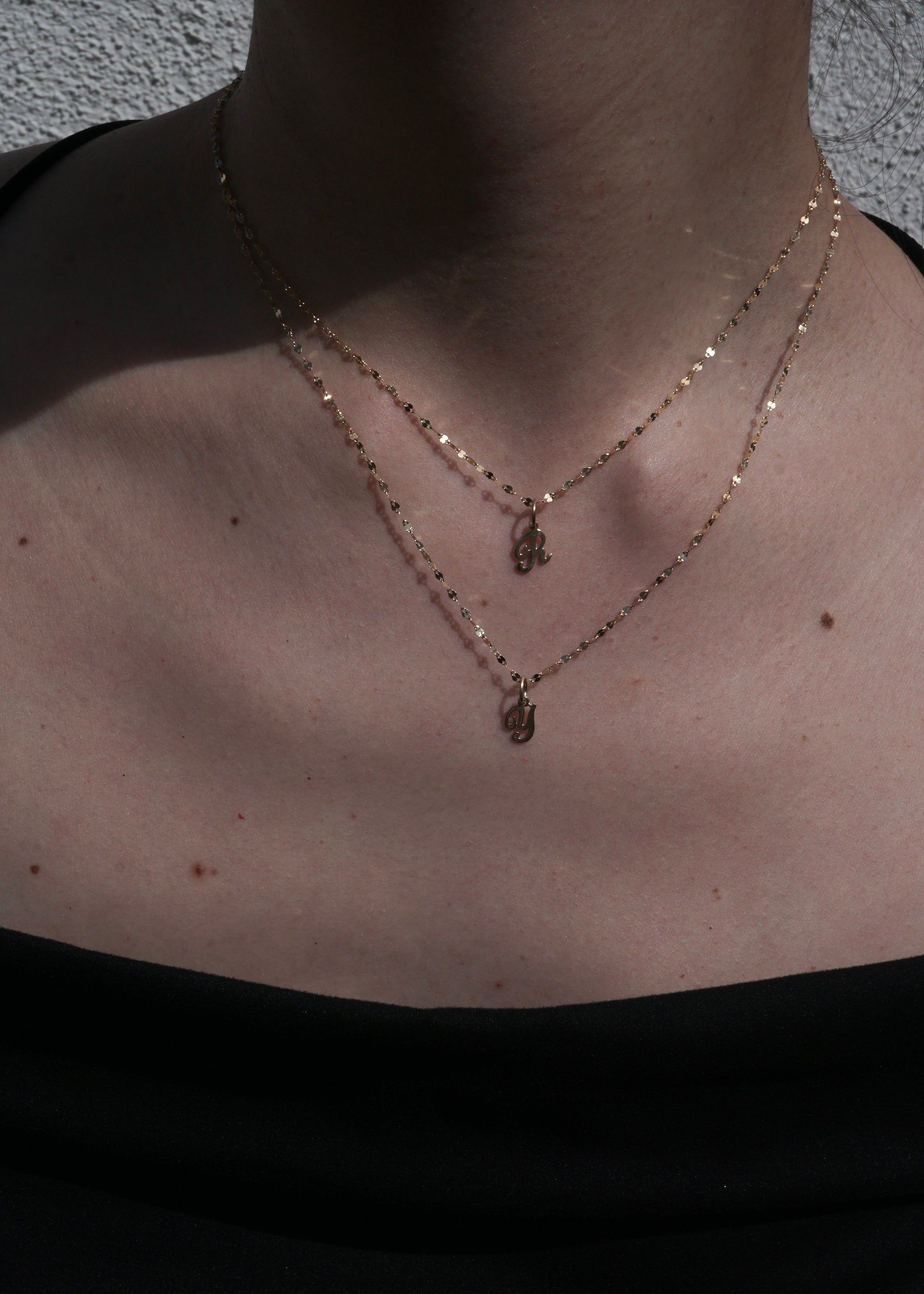 14k Gold Mini Initial Twinkle Necklace (chain & charm