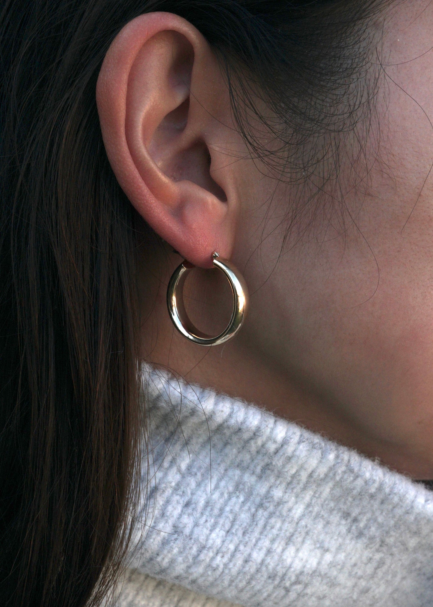 14k Gold Flat Tube Hoops