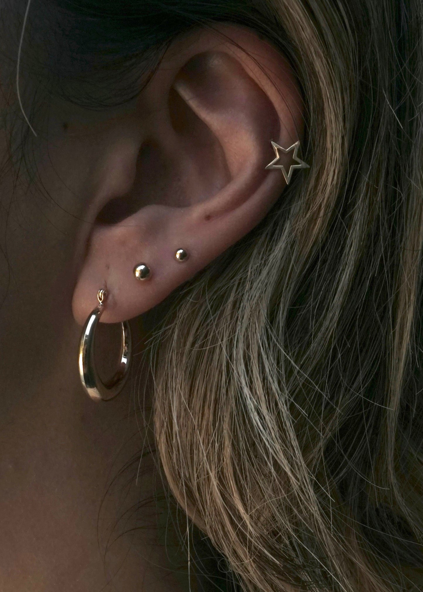 14k Gold Crescent Hoops