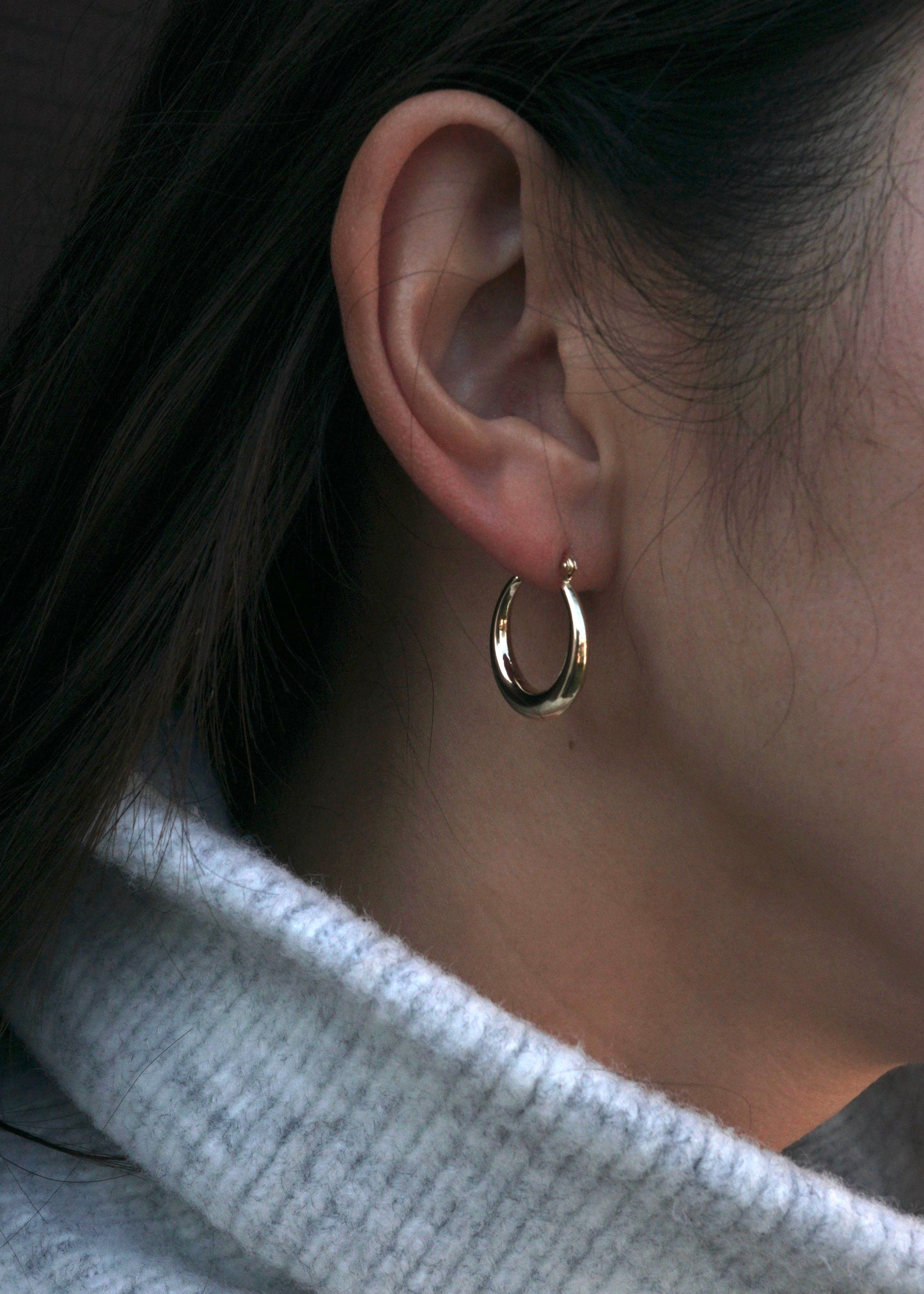 14k Gold Crescent Hoops