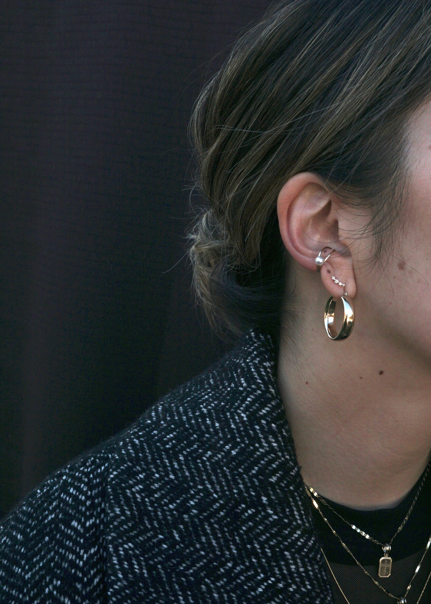 14k Gold Flat Tube Hoops