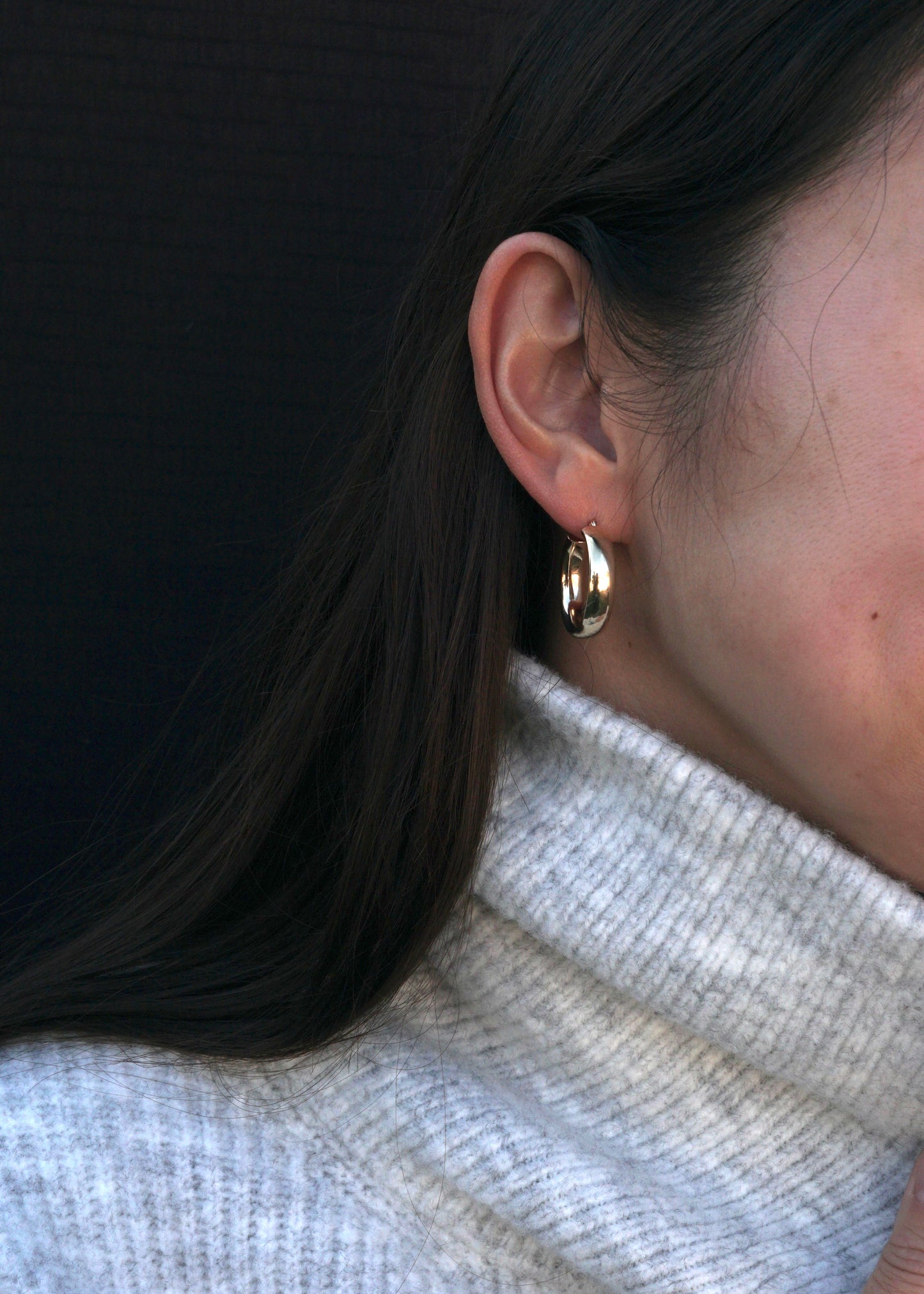 14k Gold Flat Tube Hoops